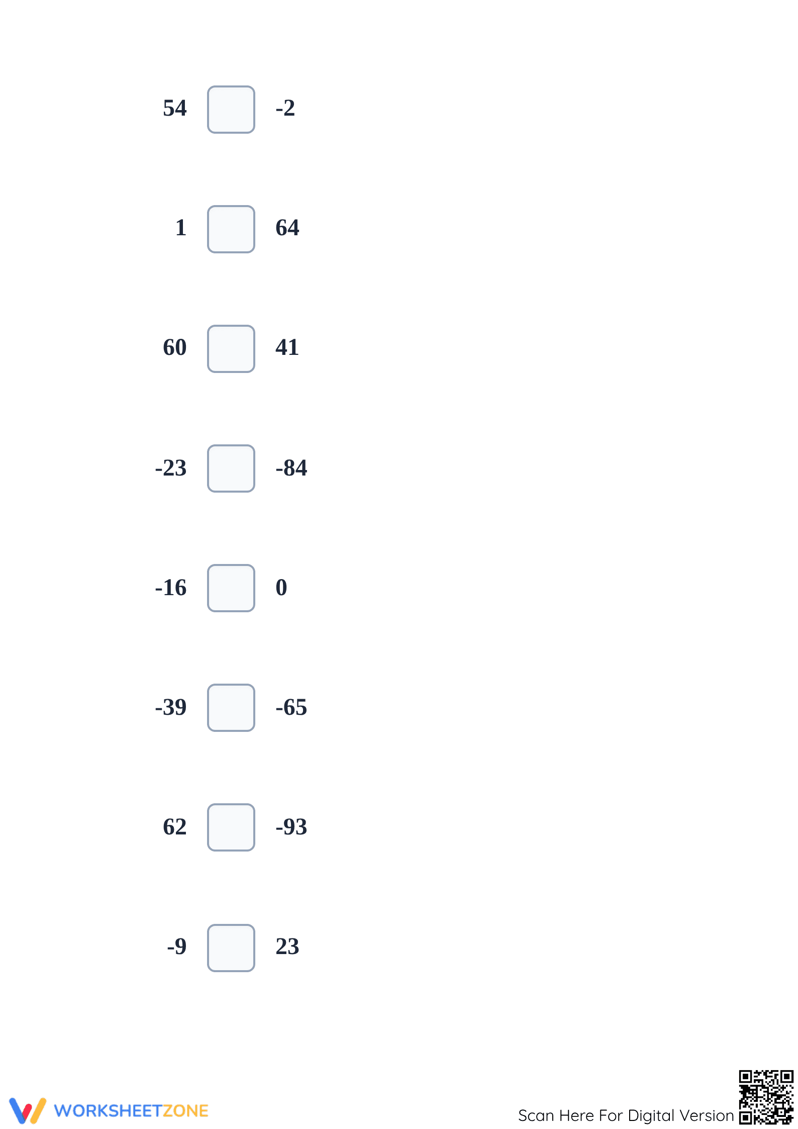 Essential Comparing Integers Worksheet | Grade 5 Math Ready - Page 2