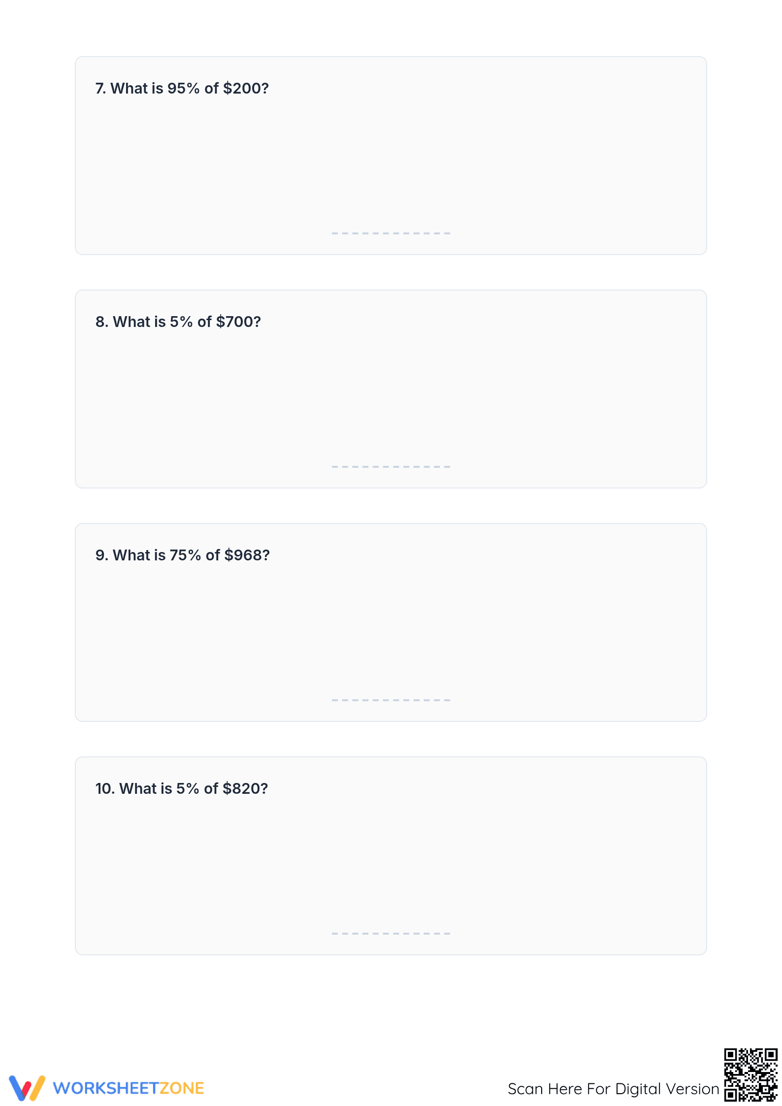 Essential Percent Calculation Worksheet | Grade 6 Math - Page 3