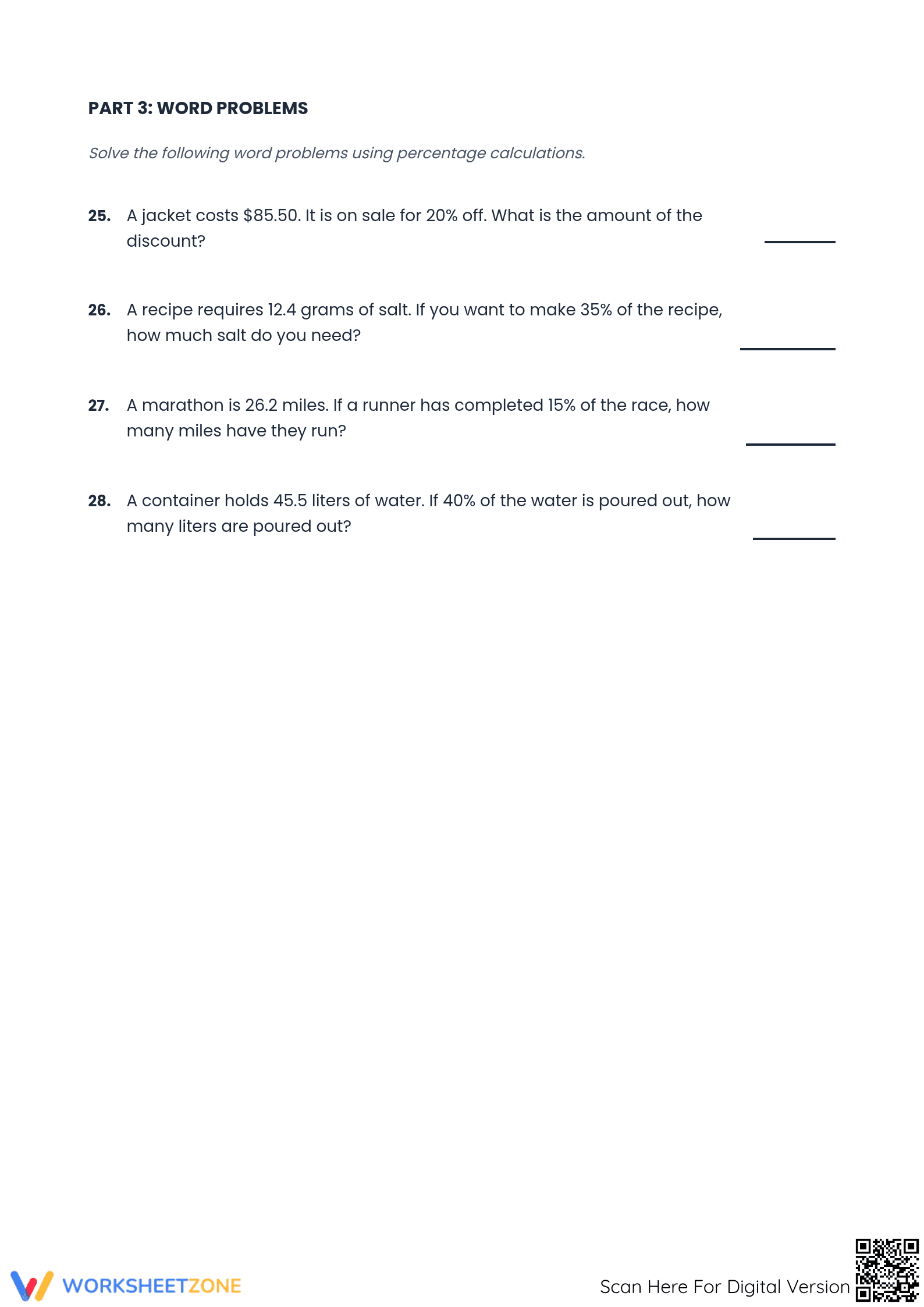 Essential Percentage & Decimal Worksheet | Grades 6-8 Math - Page 3