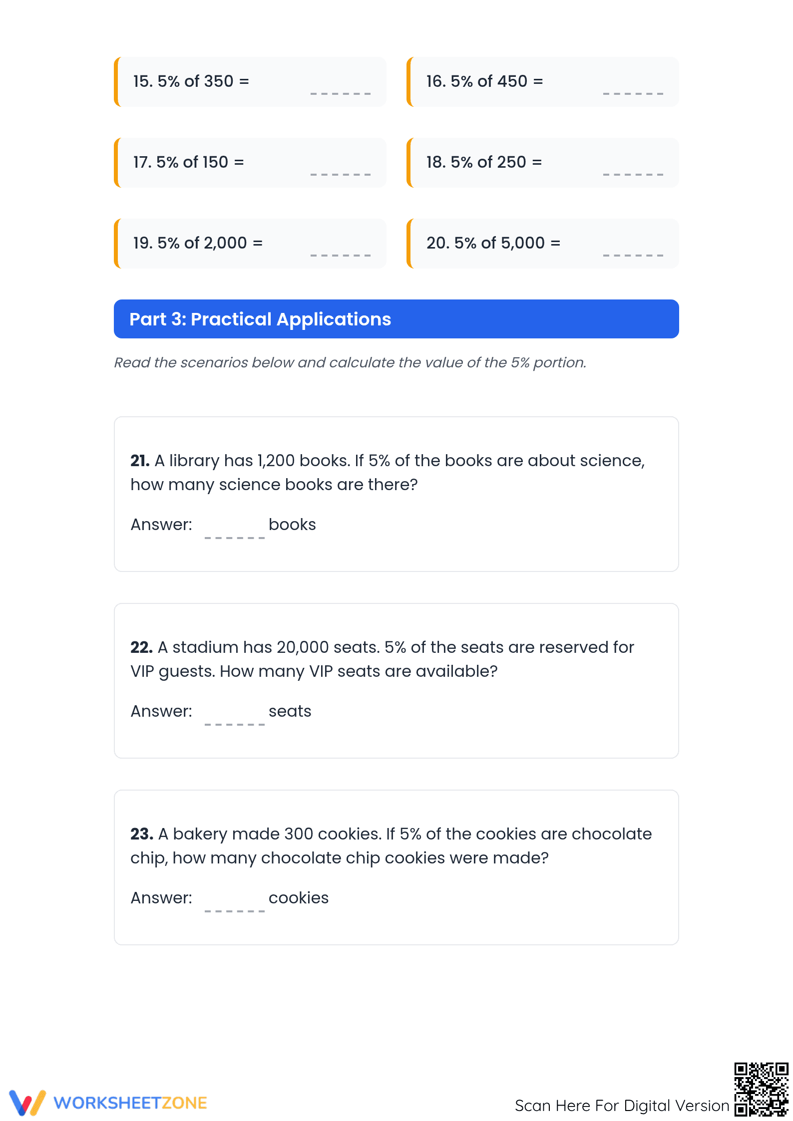 Printable 5% Percentage Worksheet | Grade 6 Math - Page 2
