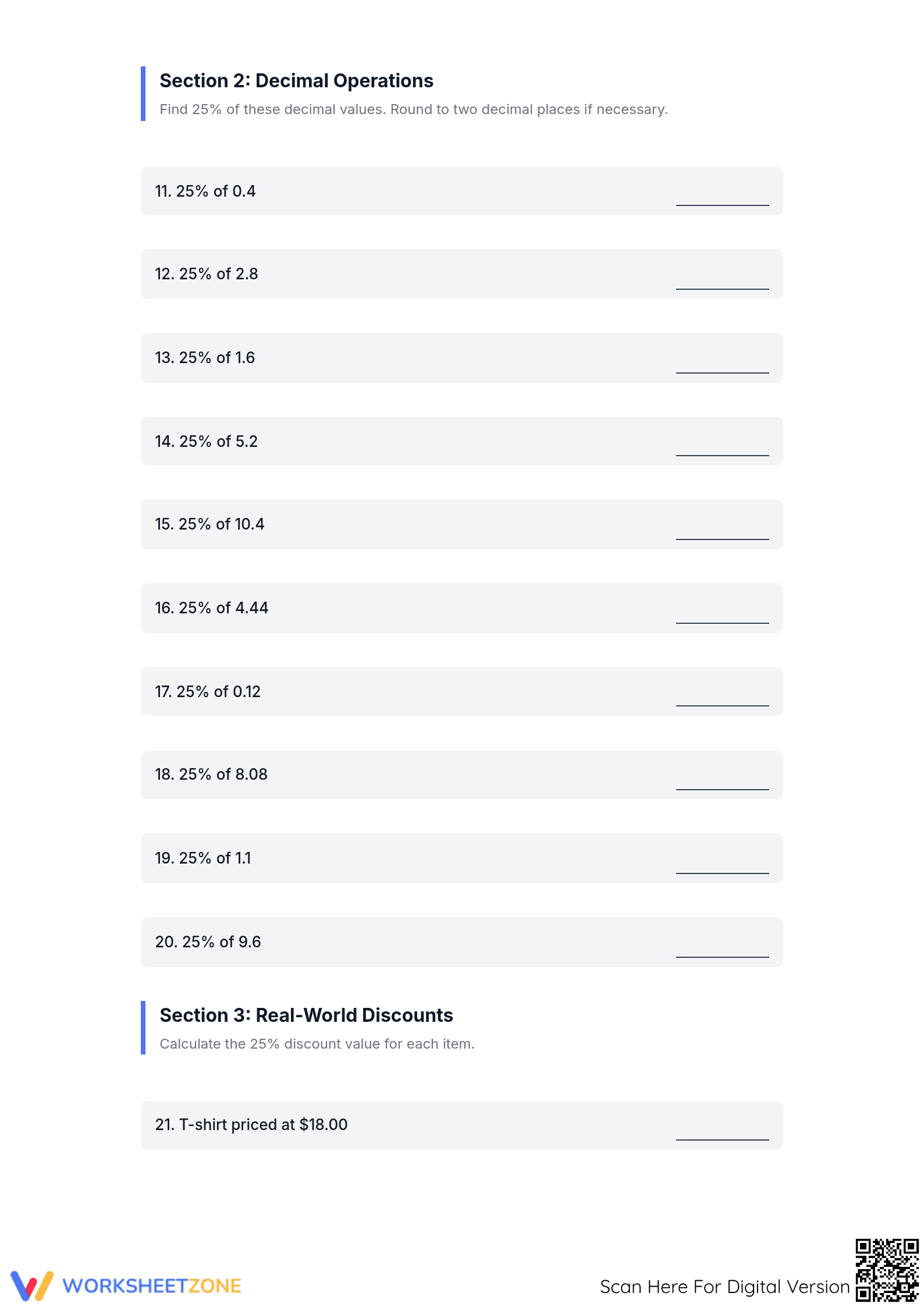 Printable 25% Percent Worksheet | Grade 6 Math Essential - Page 2