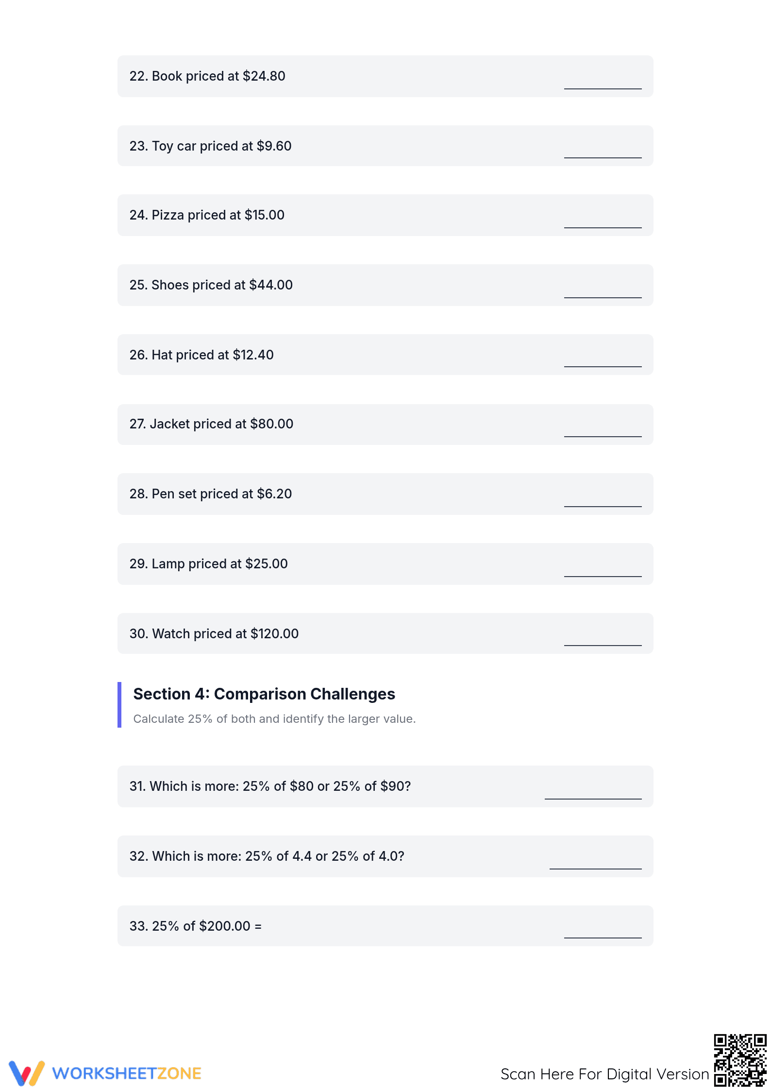 Printable 25% Percent Worksheet | Grade 6 Math Essential - Page 3