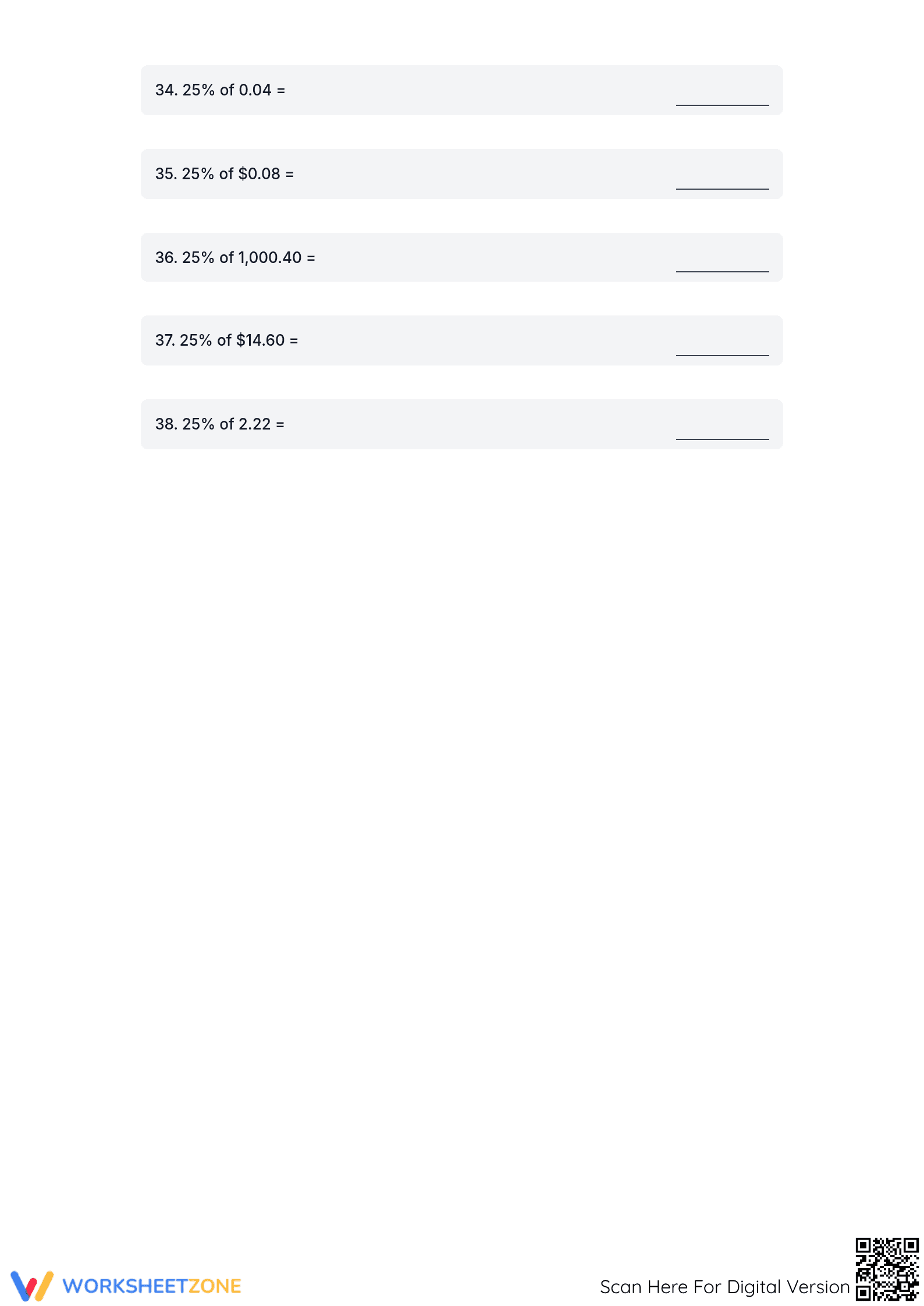 Printable 25% Percent Worksheet | Grade 6 Math Essential - Page 4