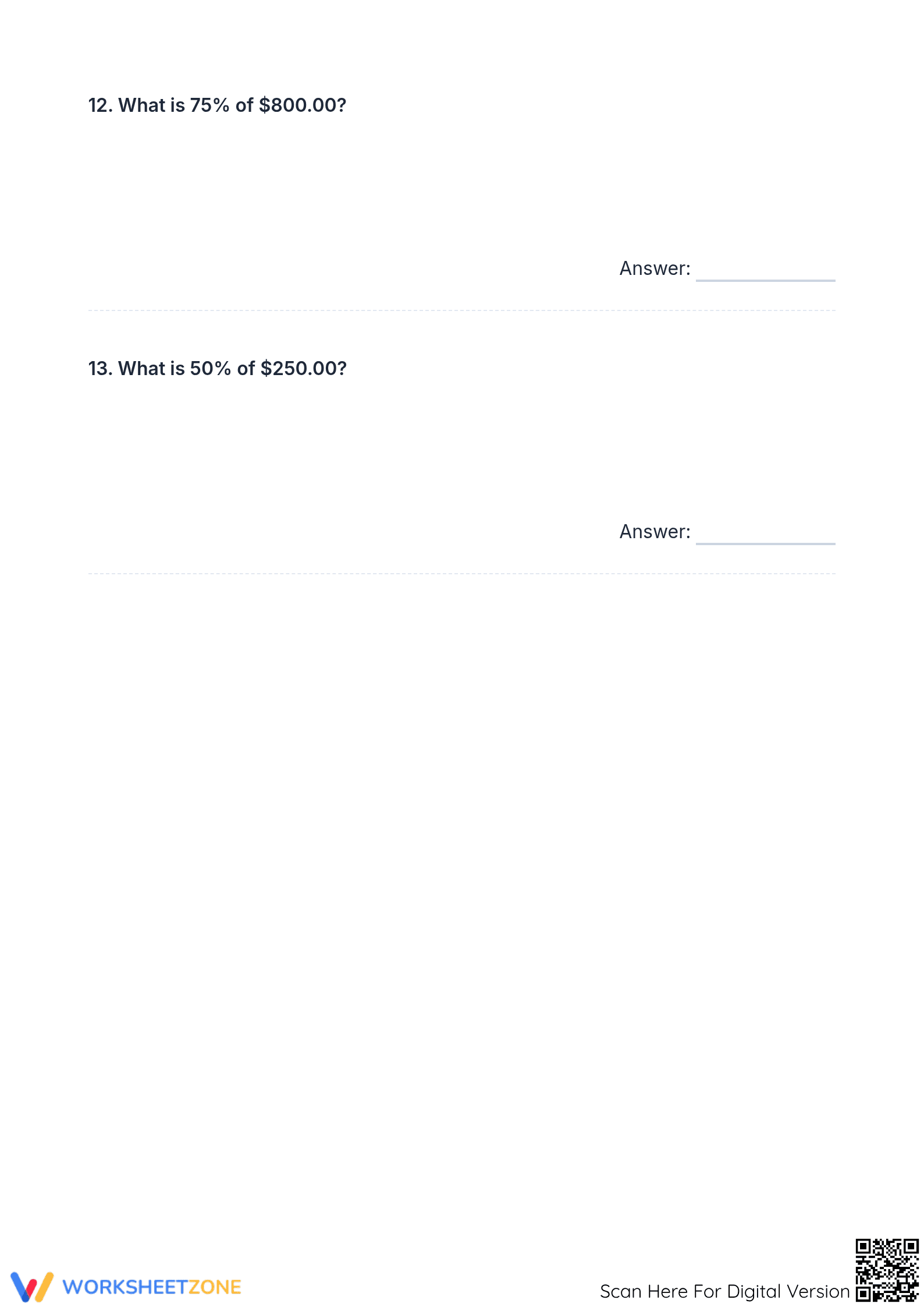 Printable Money Percentages Worksheet | Grades 4-10 Math - Page 4