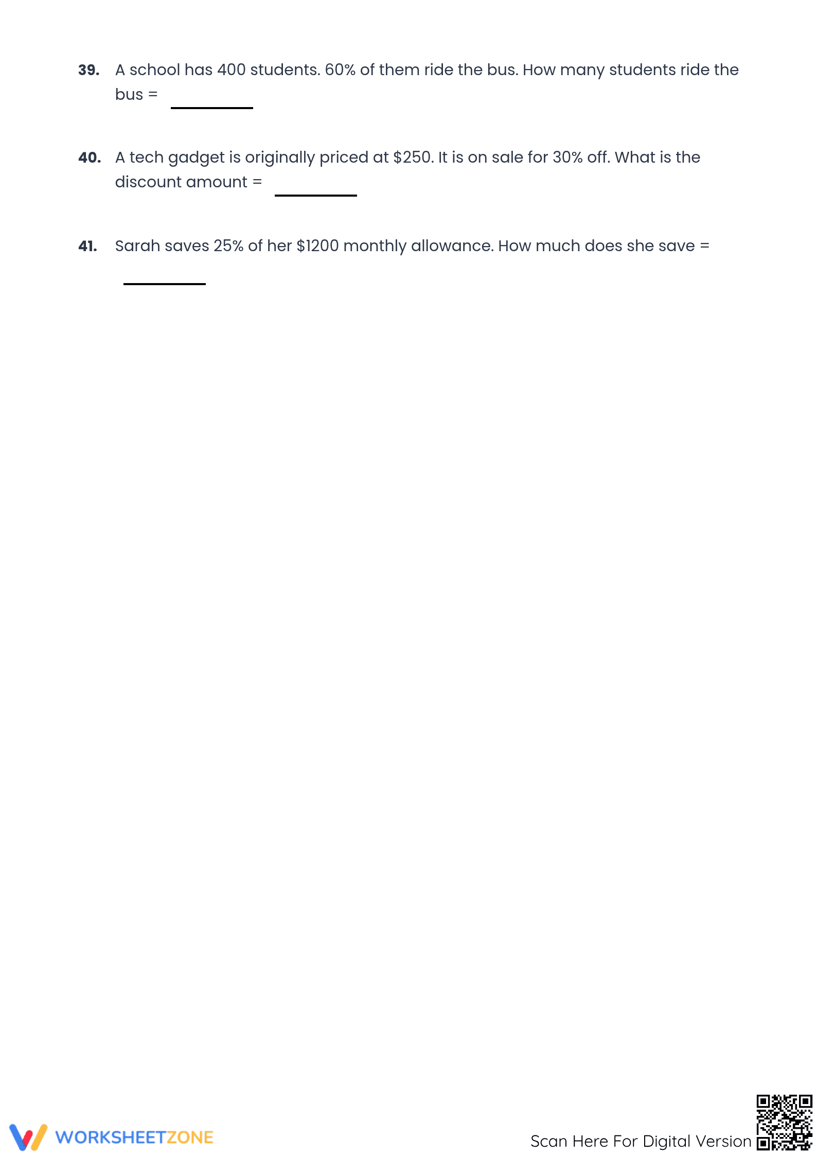Essential Percentage Worksheet: Currency & Whole Numbers - Page 4