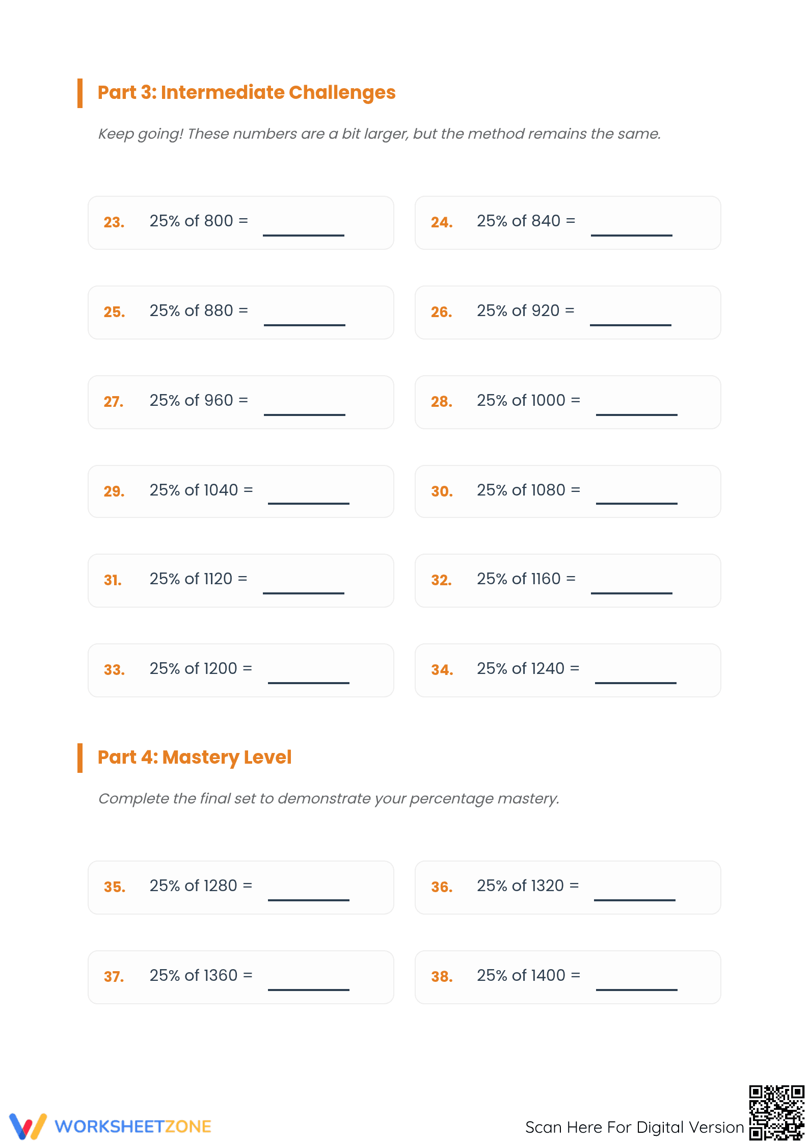 Essential 25% Percentage Worksheet | Grade 6 Math - Page 3