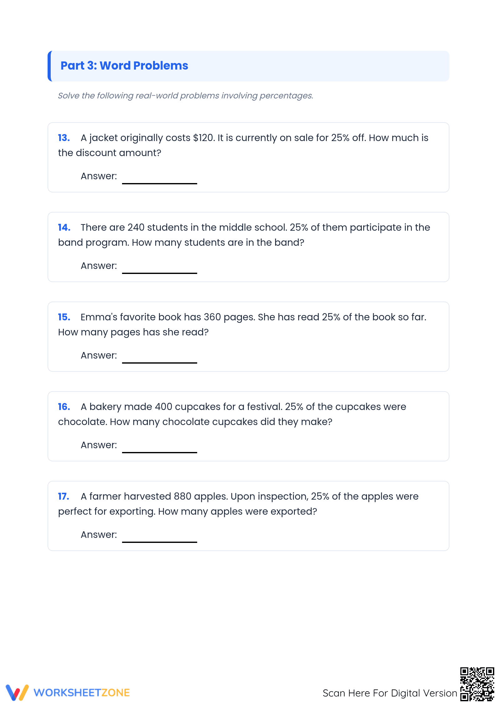 Essential 25% Percentage Worksheet | Grade 6 Math - Page 3