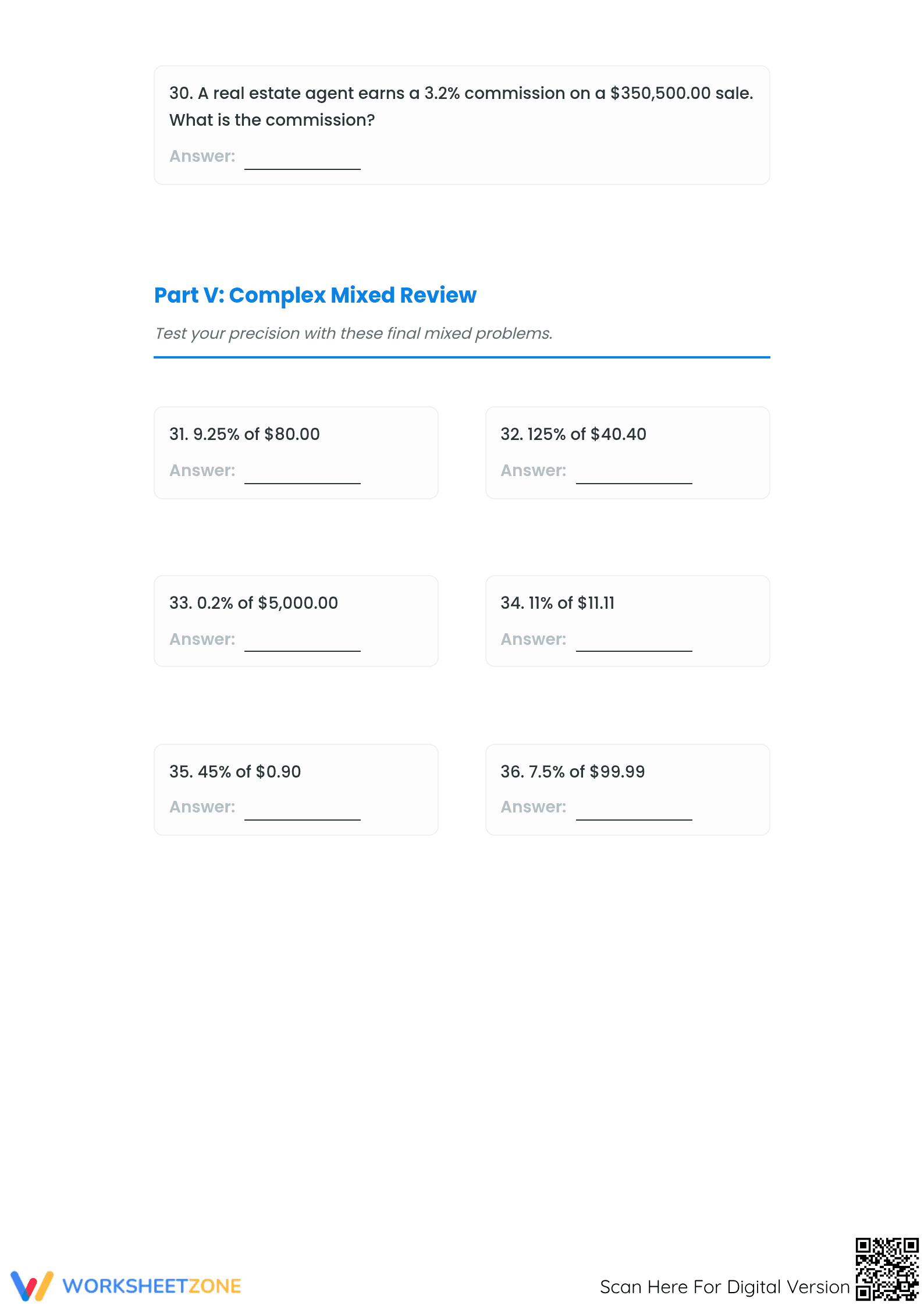 Essential Percentage & Currency Practice Worksheet | Grade 7 - Page 4