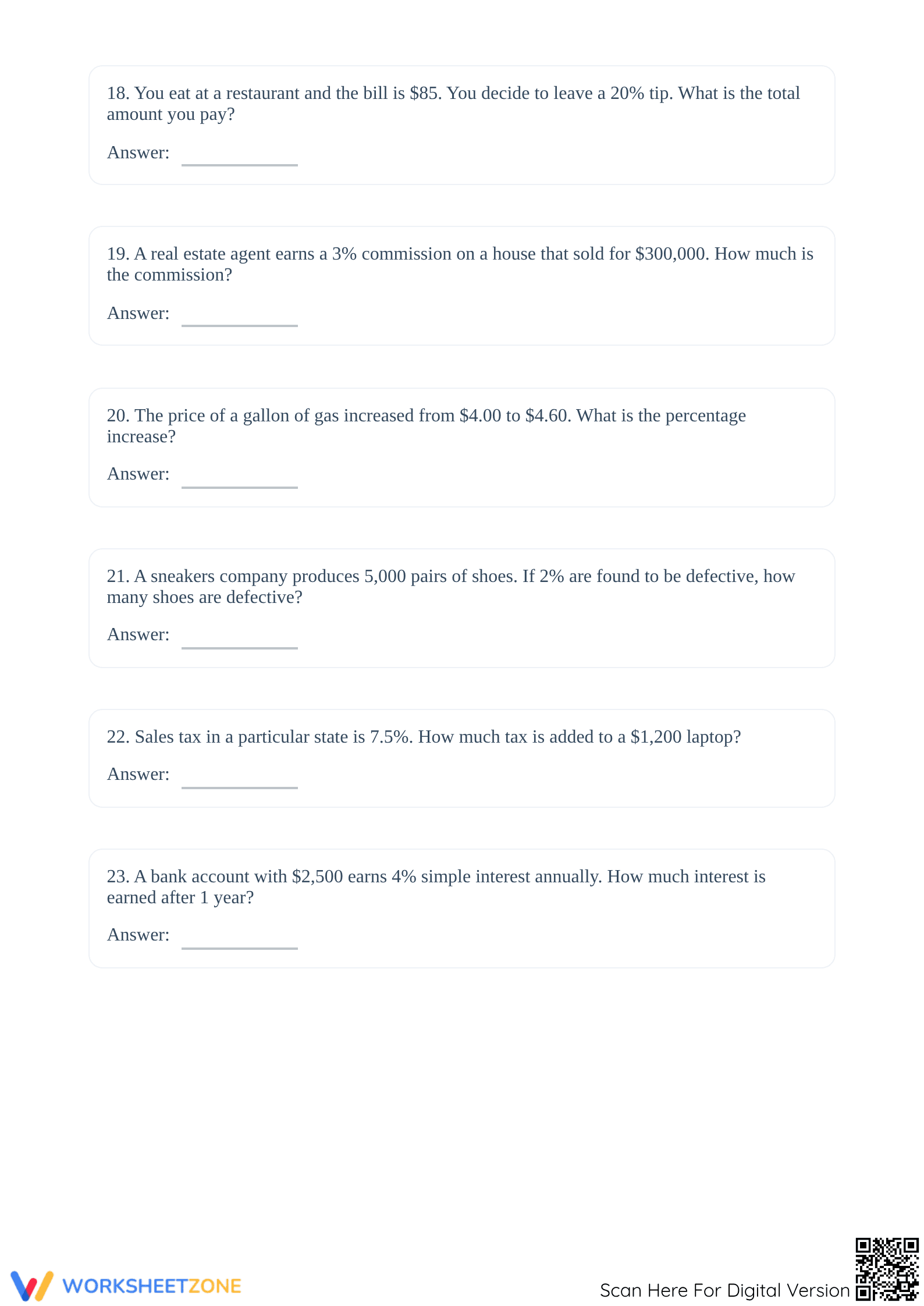 Essential Percent Calculations Worksheet | Grade 7 Math - Page 4