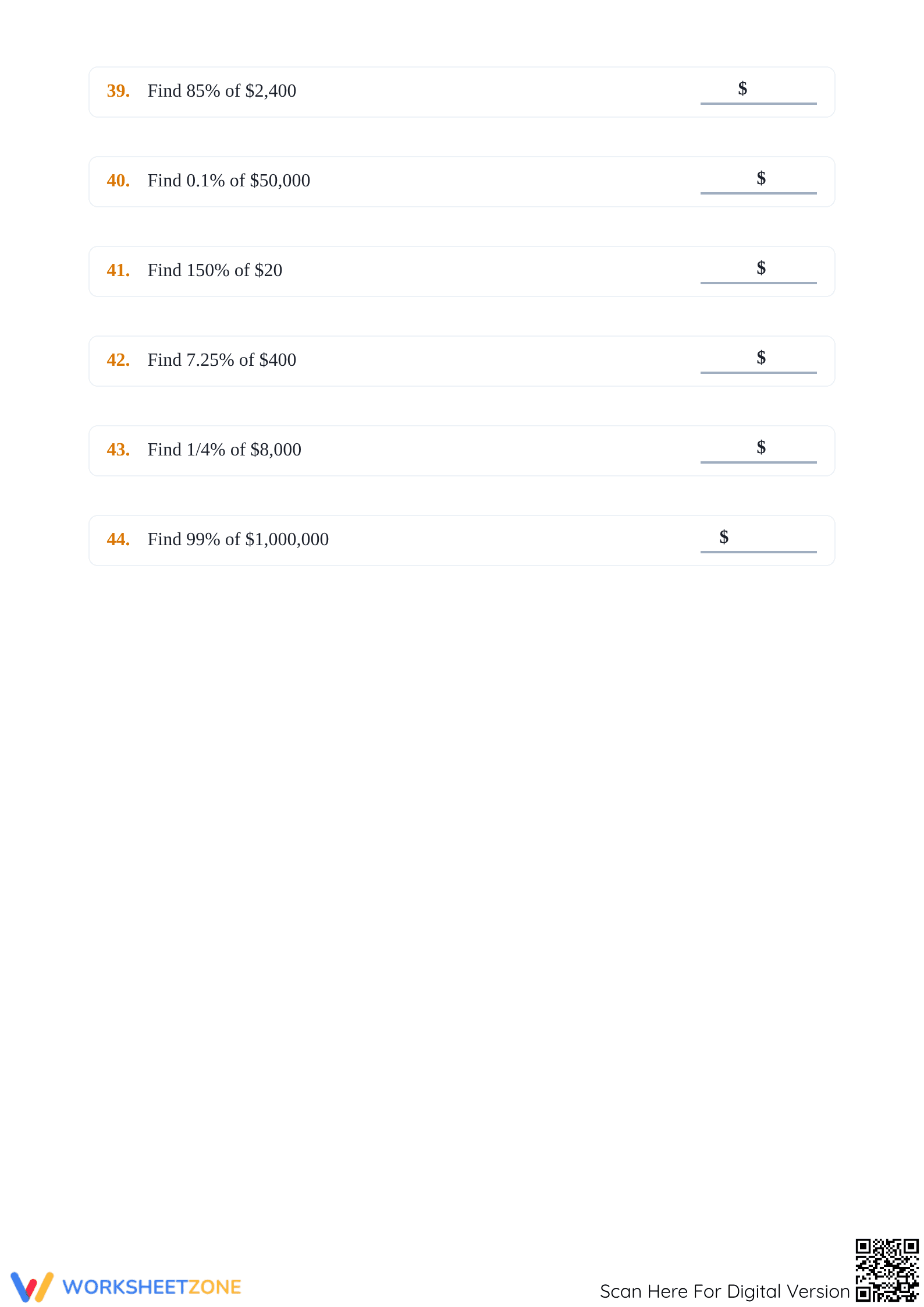 Currency Percentages Worksheet | Essential Grade 7 Math - Page 5