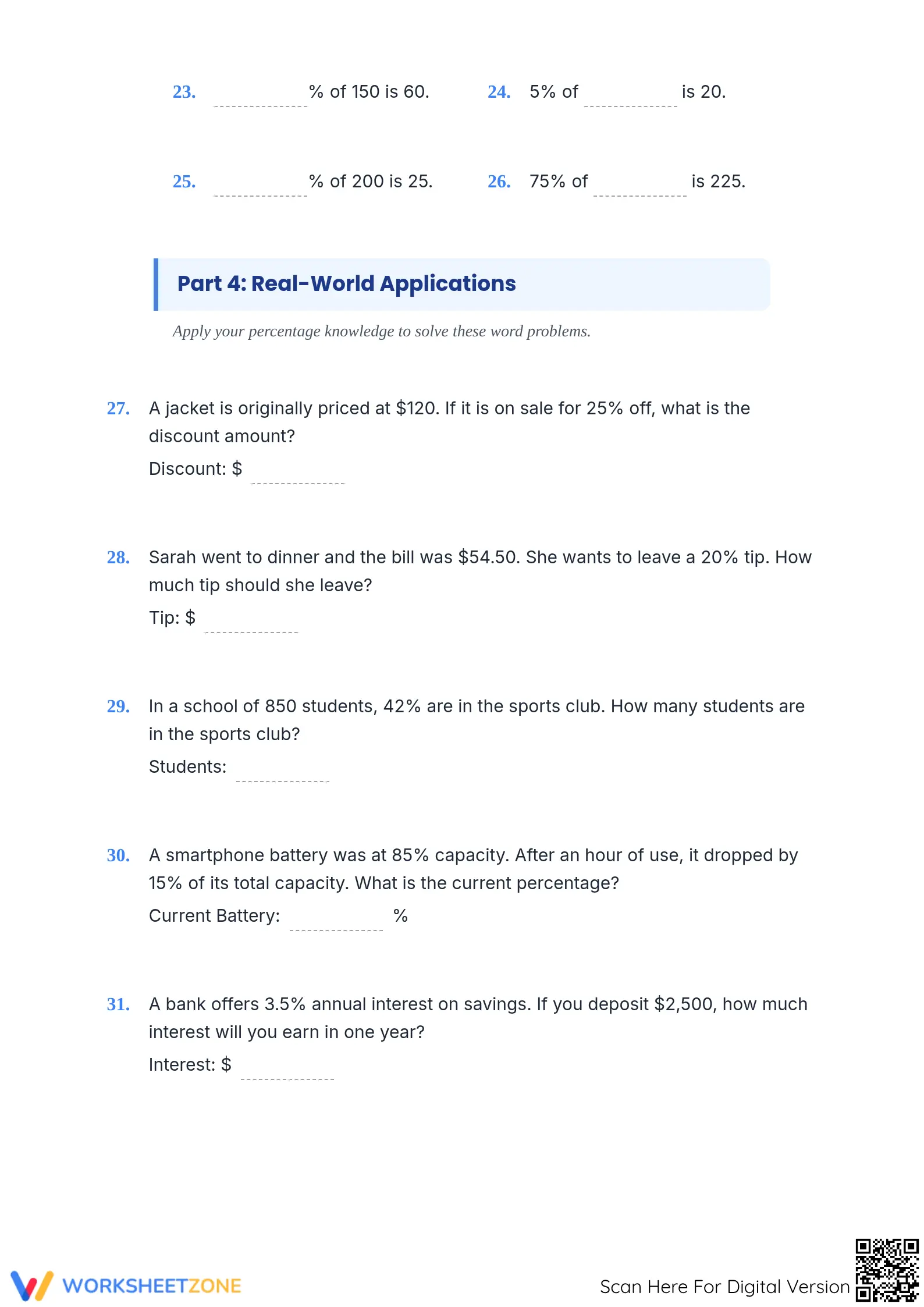 Printable Mastering Percentages Worksheet | Grade 7 Math - Page 3