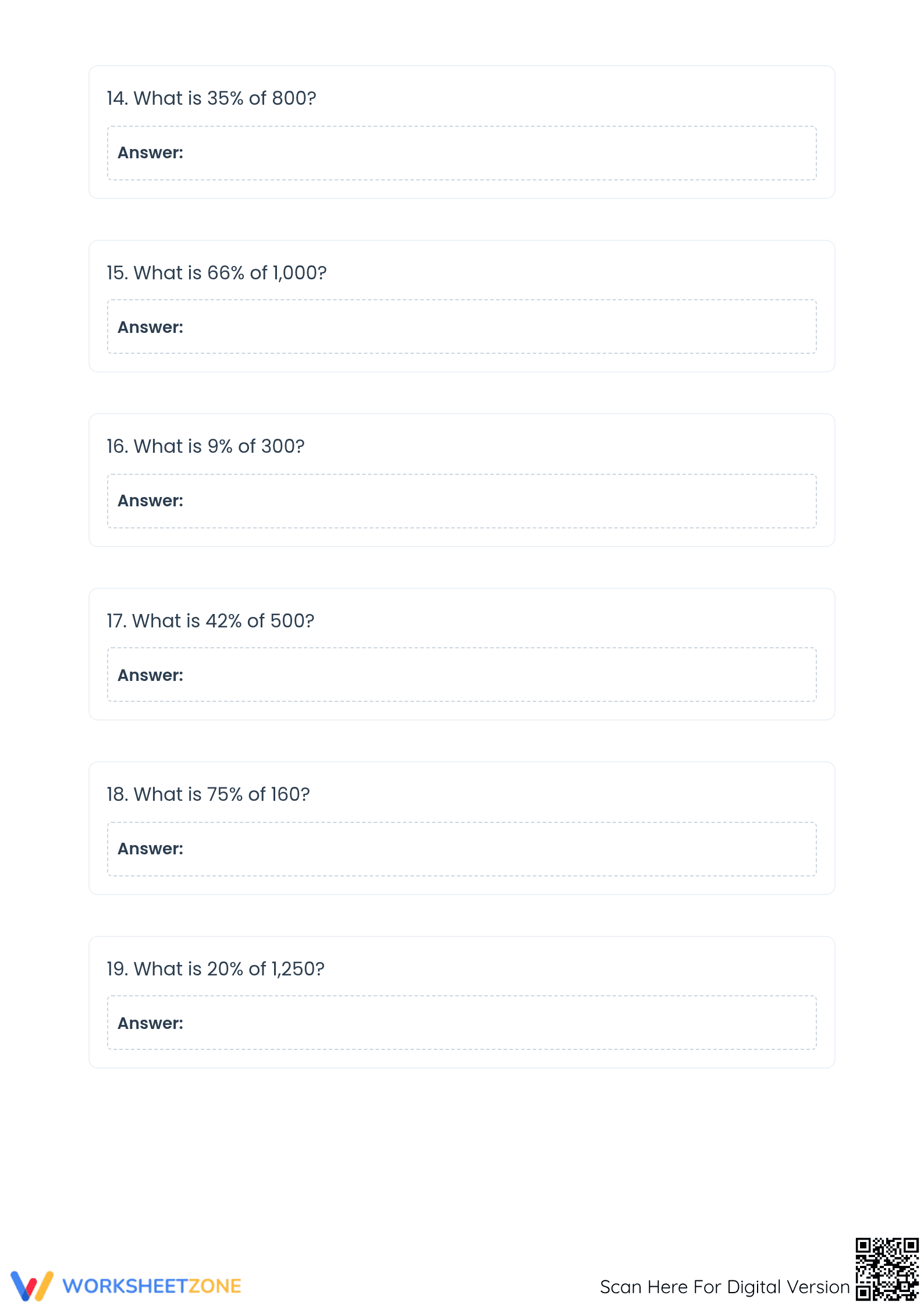 Essential Percent of Whole Numbers Worksheet | Grade 6 Math - Page 4