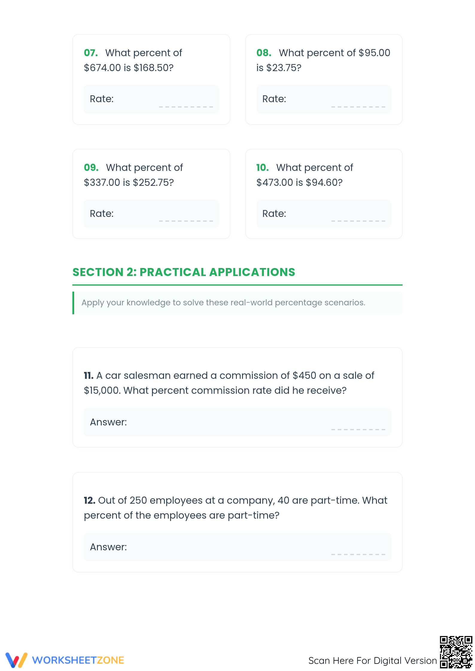 Essential Percent Rate Practice Worksheet | Grades 6-8 Math - Page 2