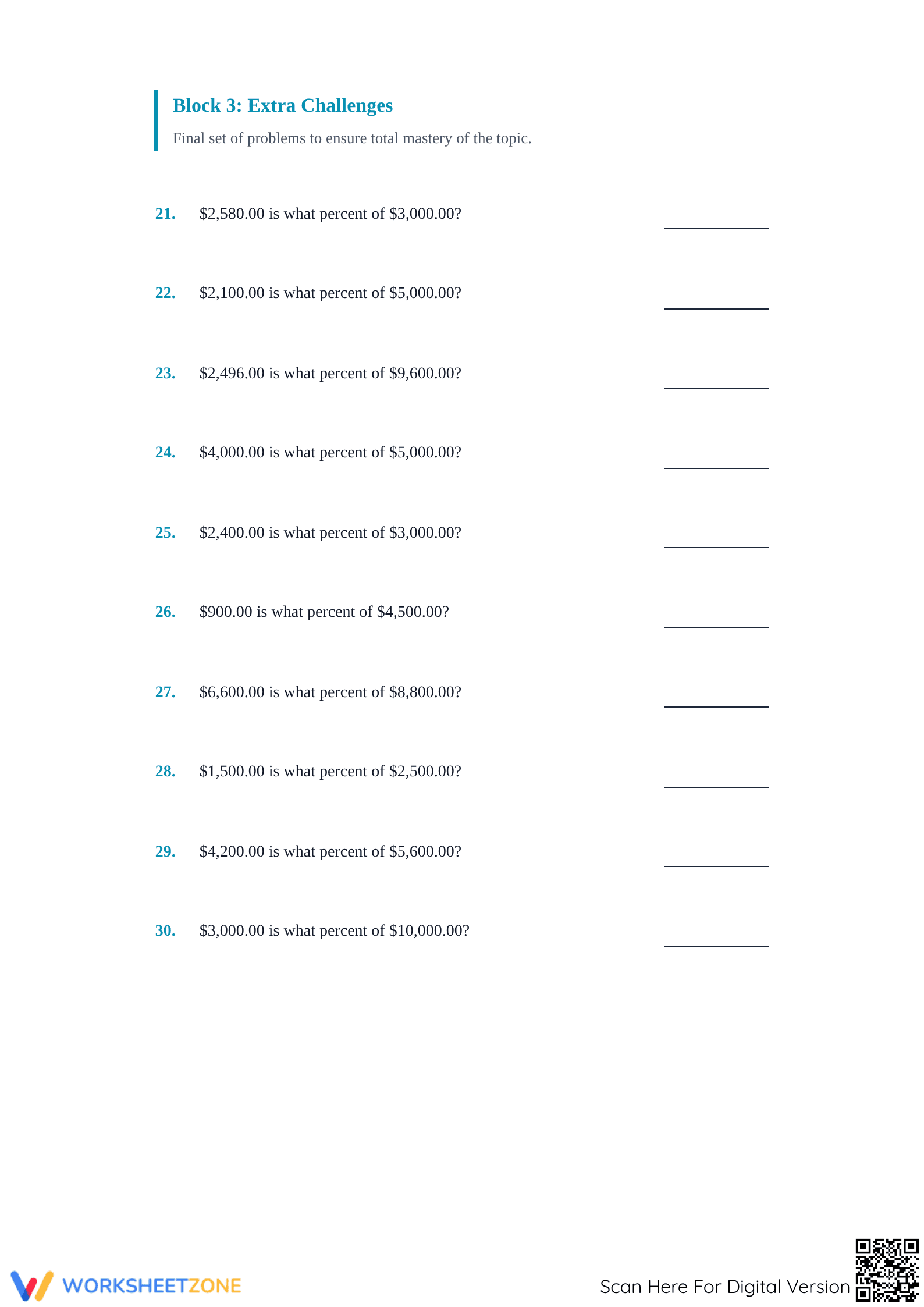 Essential Percent Rate Mastery Worksheet | Grades 6-8 Math - Page 3