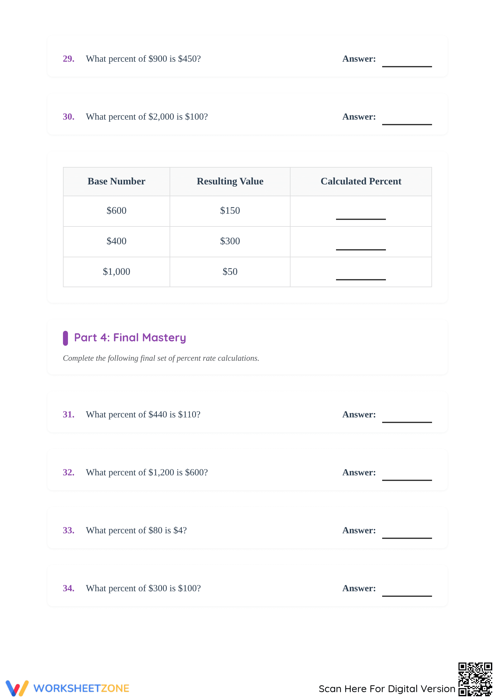 Grade 6 Percent Rate Worksheet — Printable No-Prep Packet - Page 5