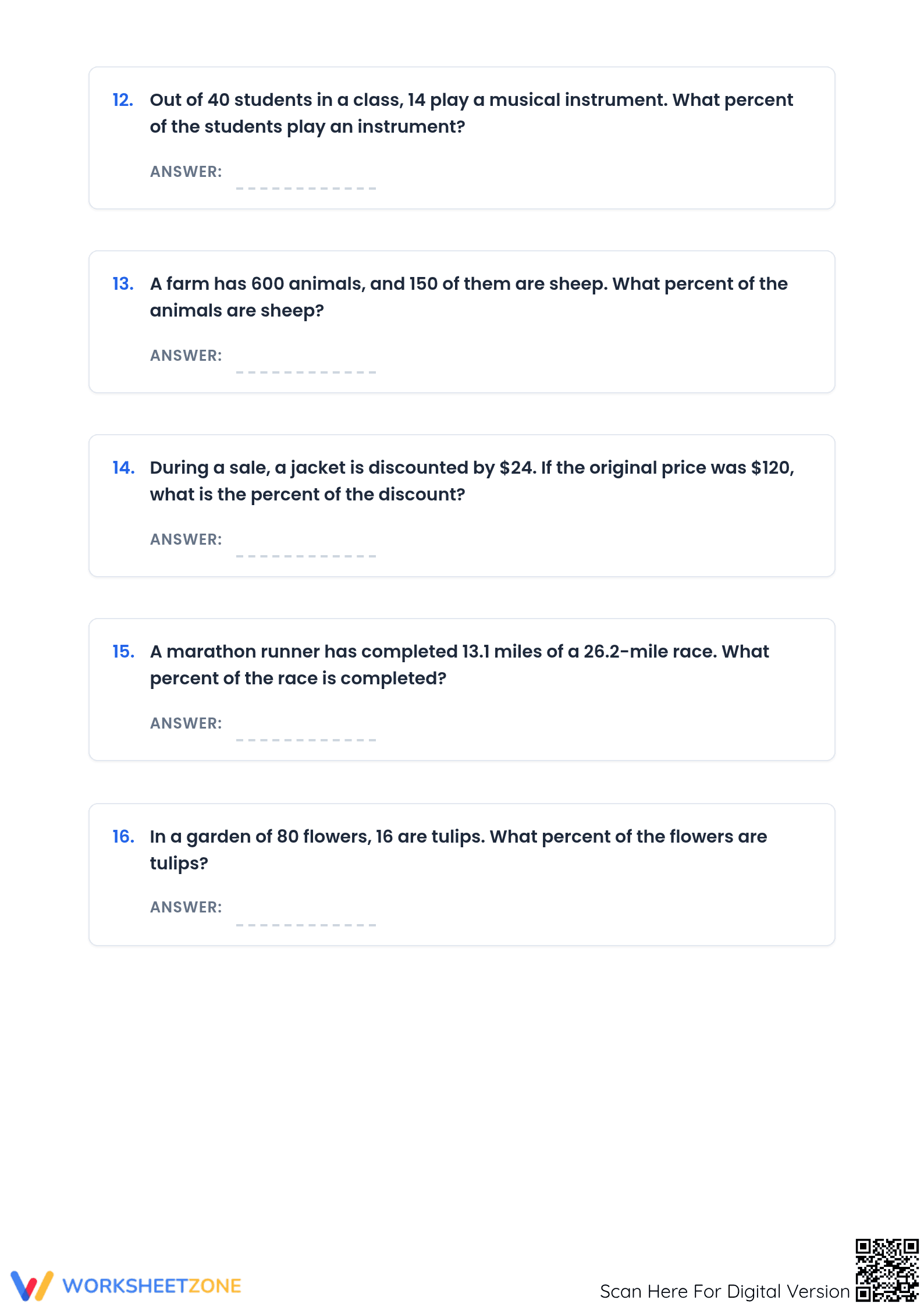 Printable Percent Rate Calculations Worksheet | Grades 6-8 - Page 3