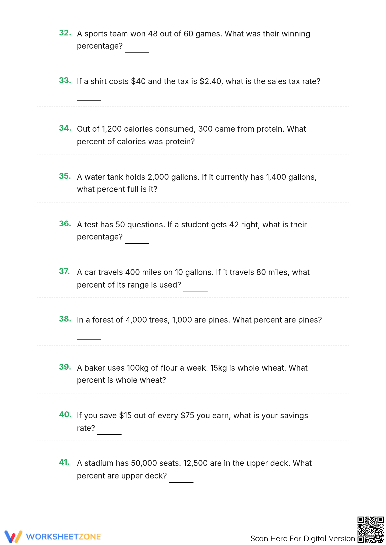 Grade 6 Math Worksheet: Percent Rates — Essential - Page 5