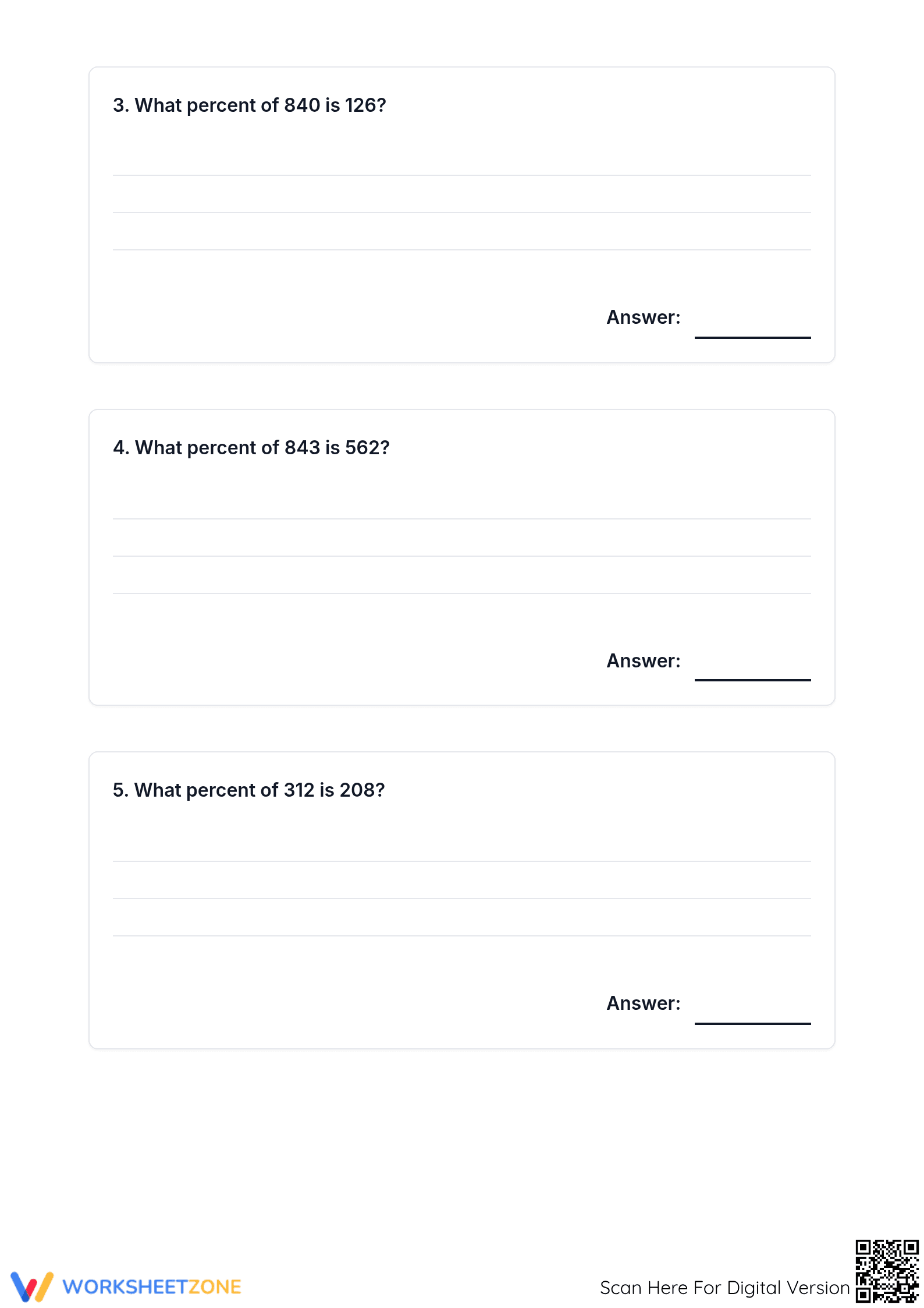 Printable Percent Calculation Worksheet | Grade 6-7 Math - Page 2