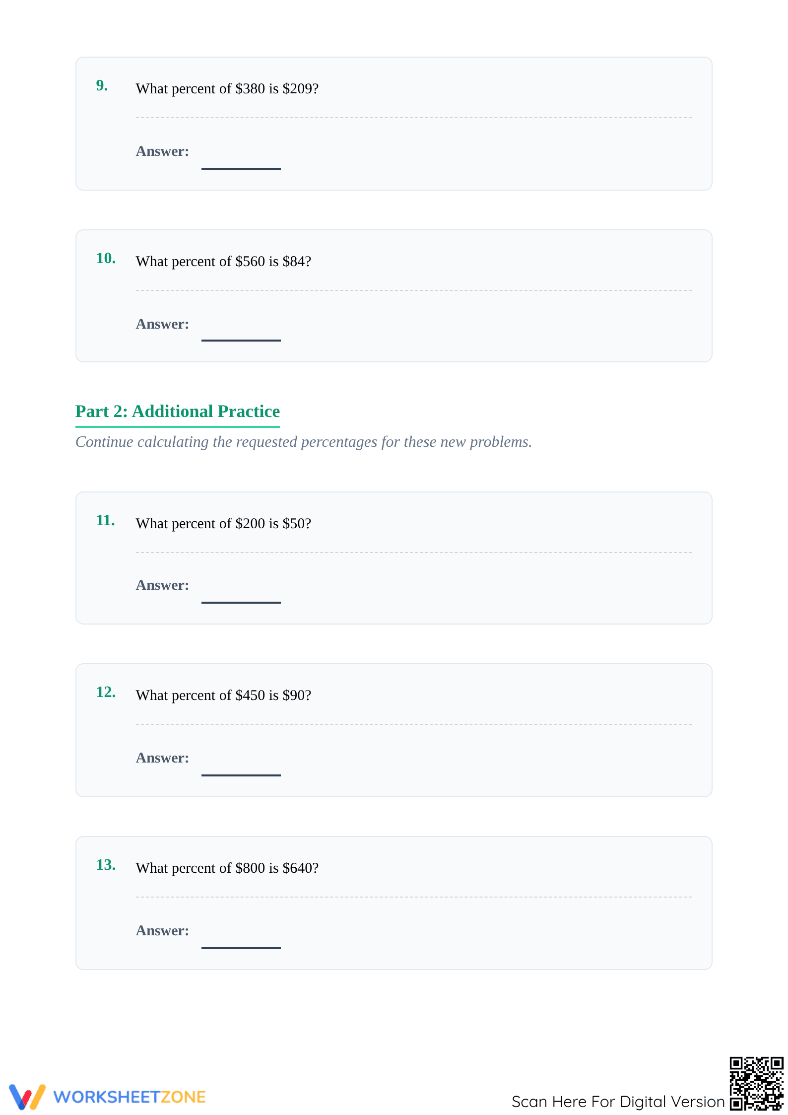 Essential Percent Rate Practice Worksheet | Grades 4-8 - Page 3