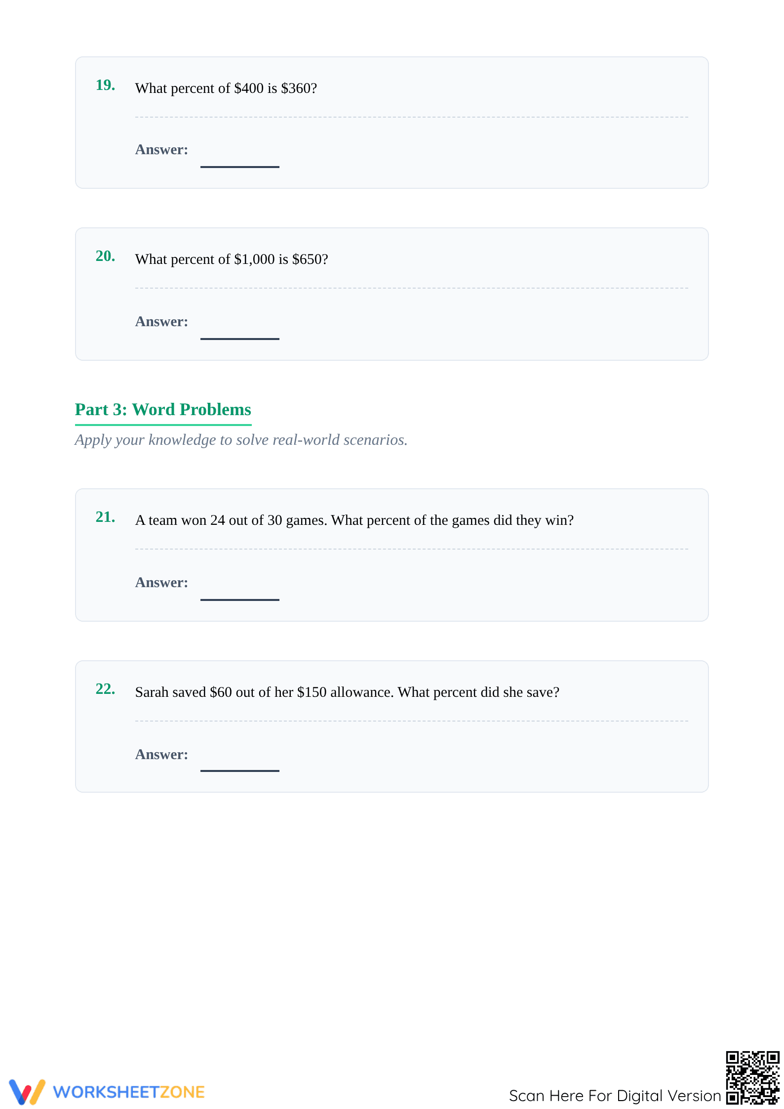 Essential Percent Rate Practice Worksheet | Grades 4-8 - Page 5