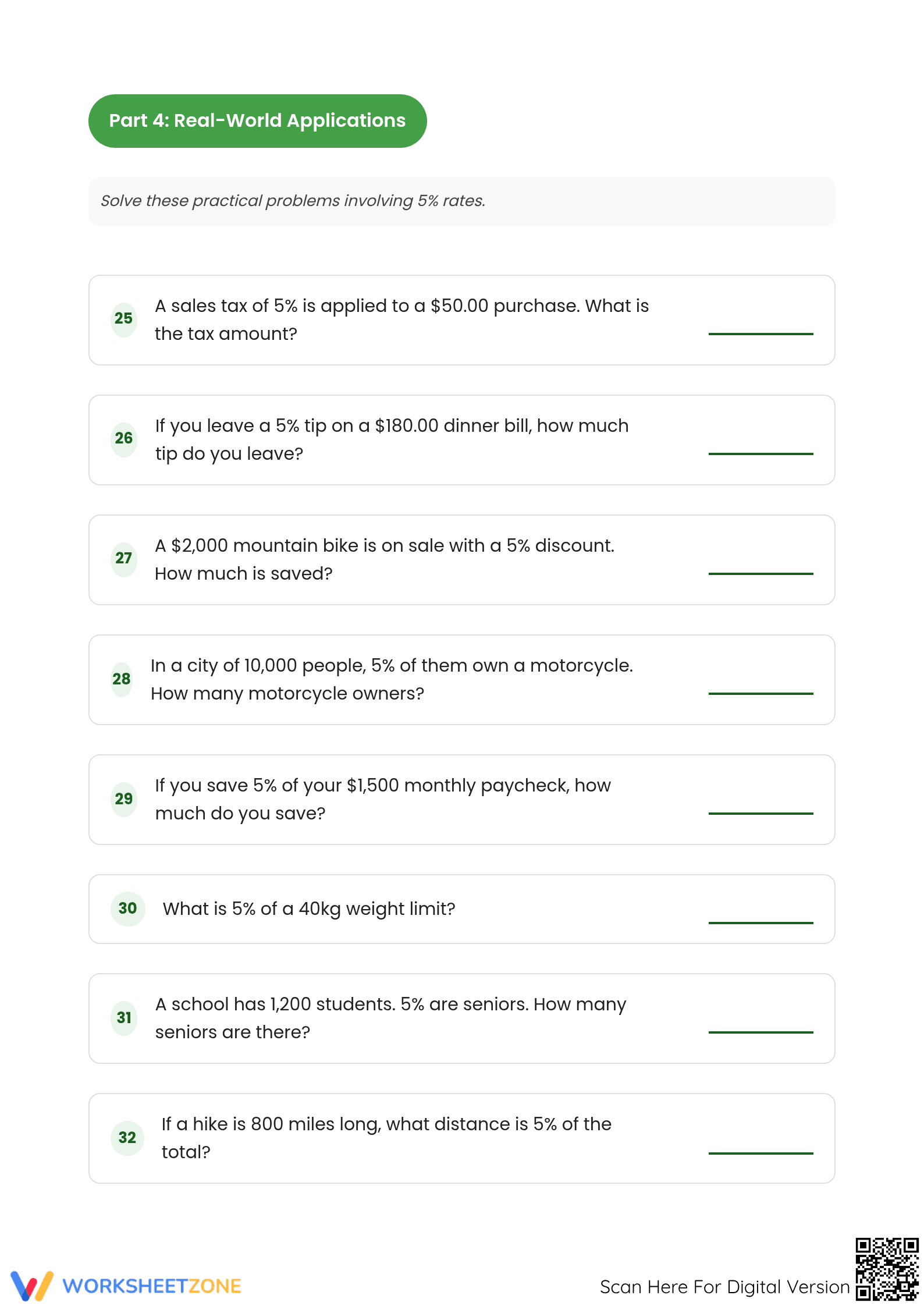 Essential 5 Percent Rate Math Worksheet | Printable - Page 4