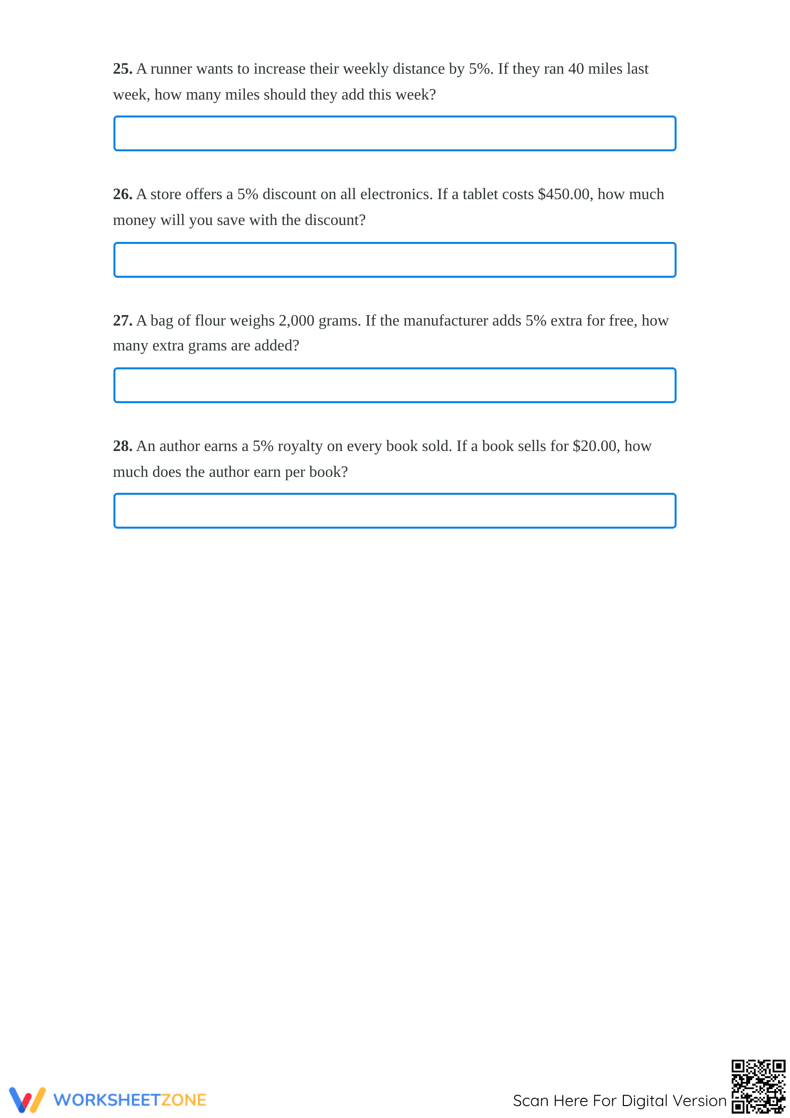 Essential 5% Percentage Rate Worksheet | Grades 4-8 Math - Page 3