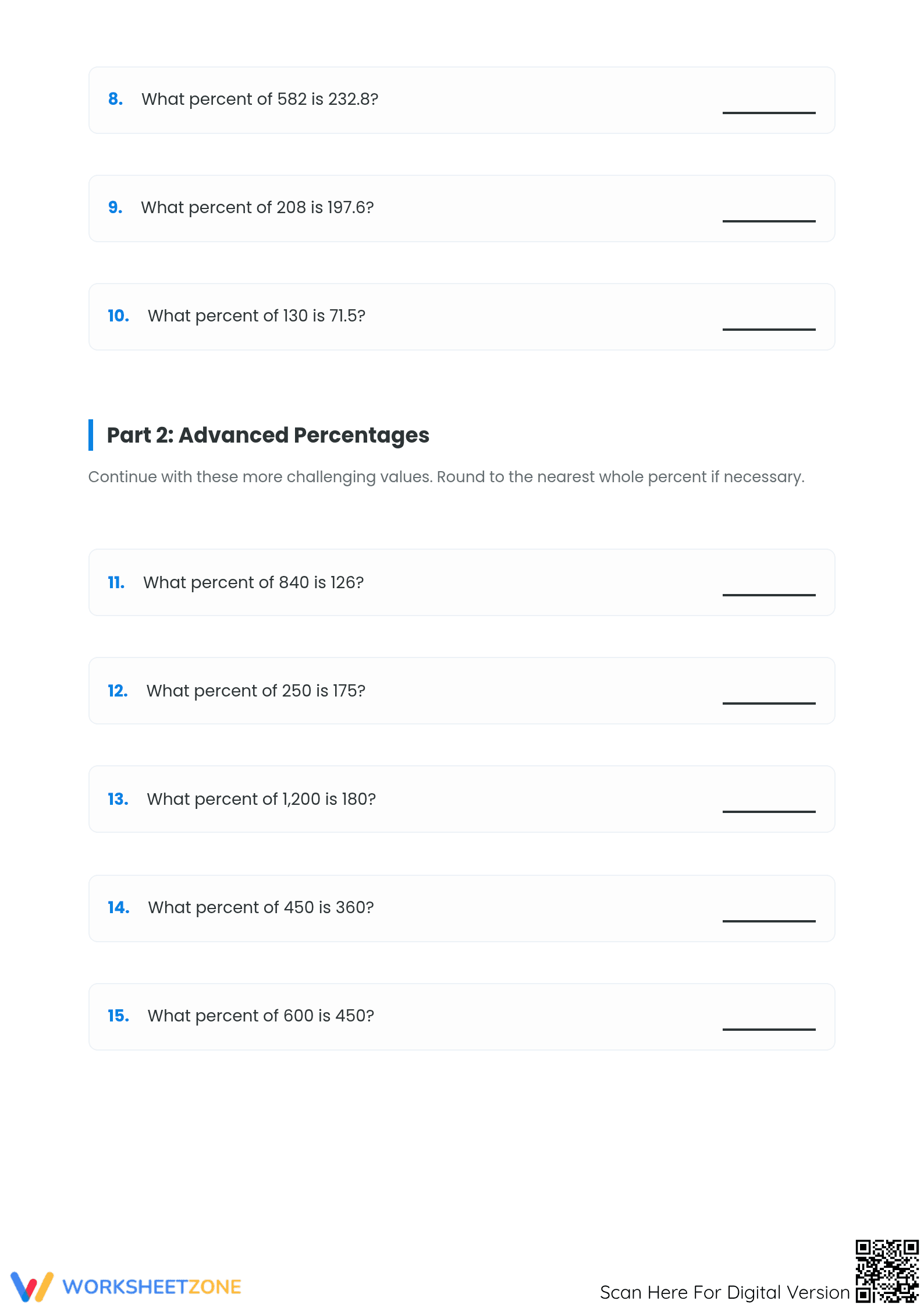 Grade 6-8 Percent Rate — Printable Essential Worksheet - Page 2