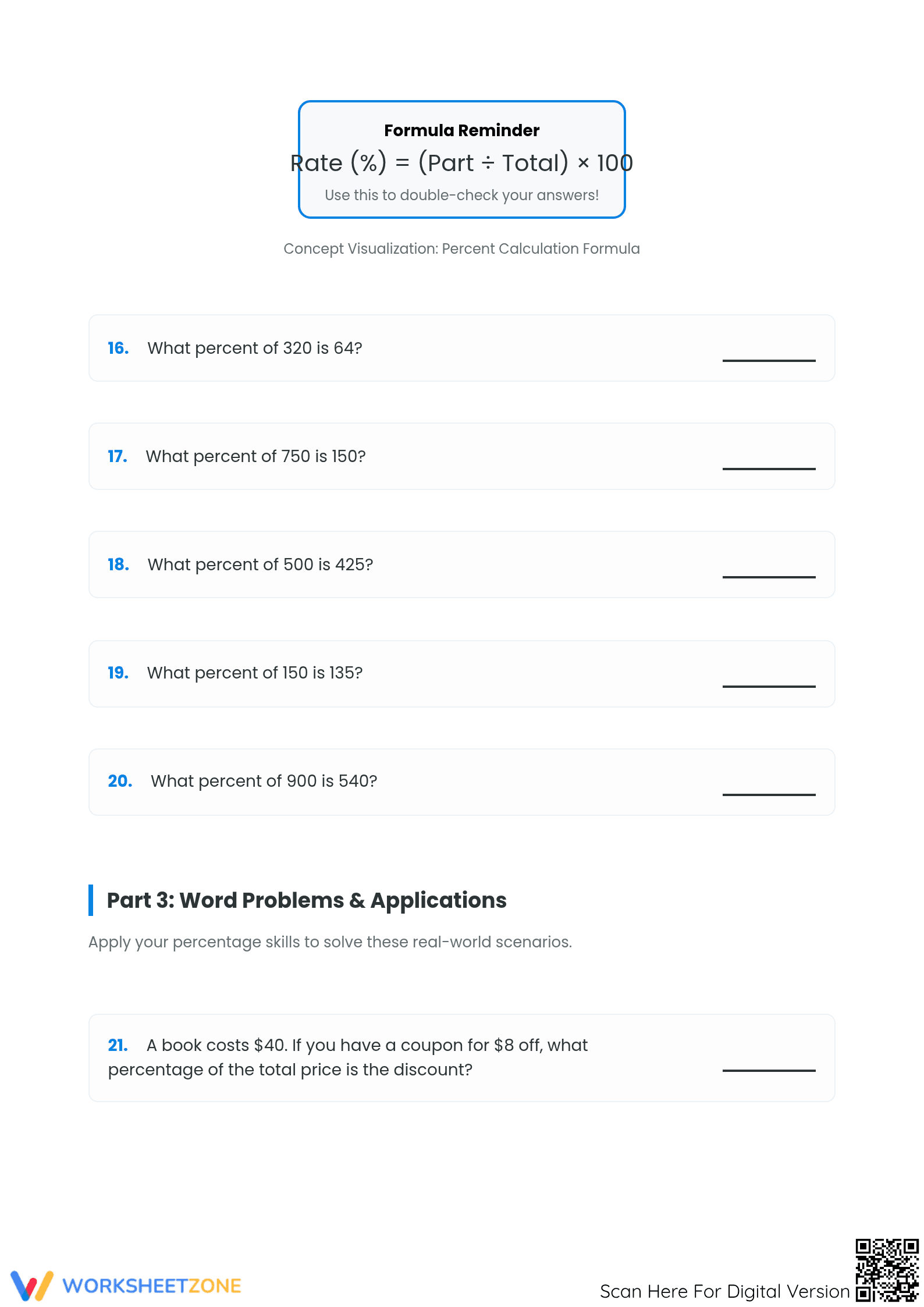 Grade 6-8 Percent Rate — Printable Essential Worksheet - Page 3