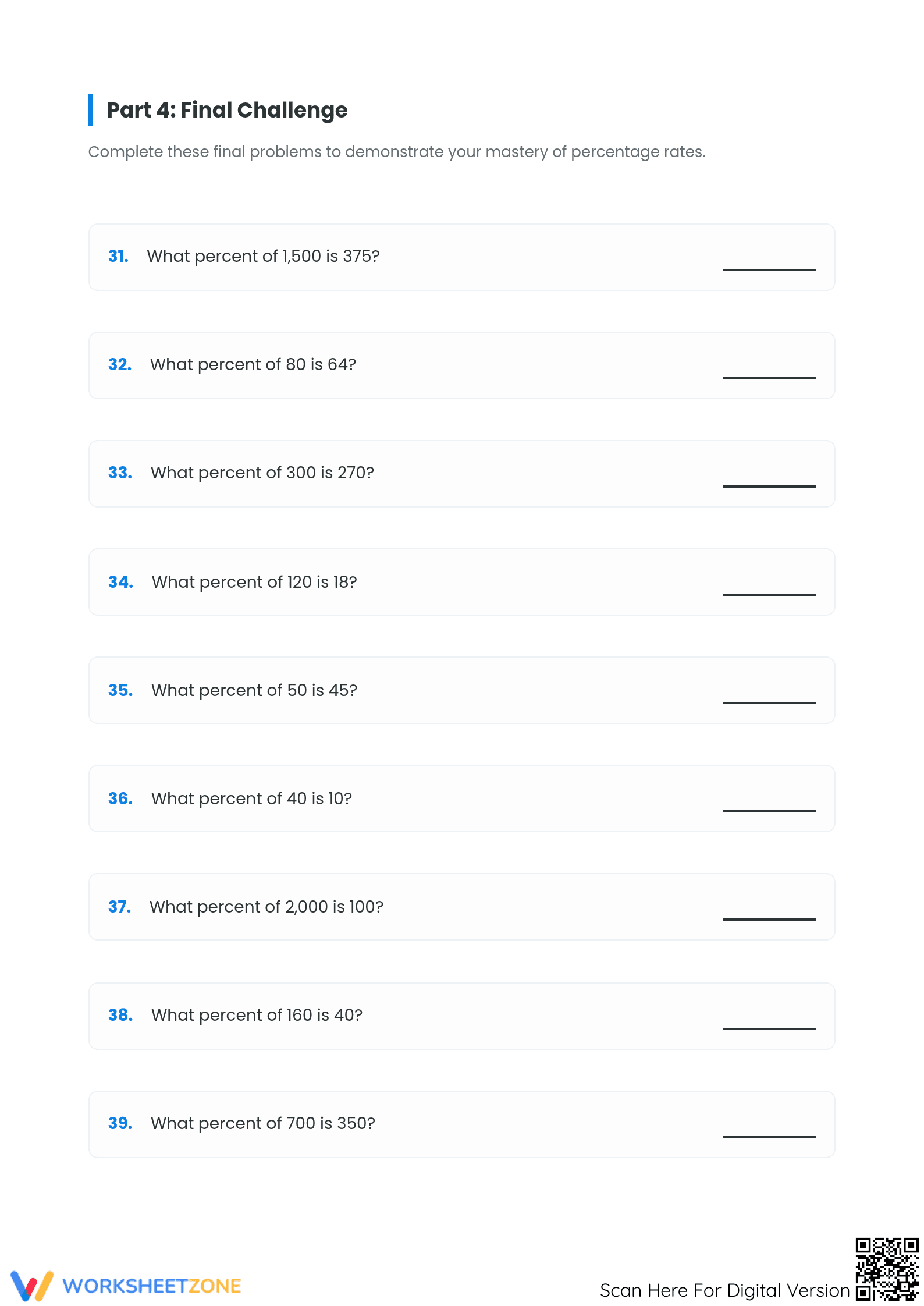 Grade 6-8 Percent Rate — Printable Essential Worksheet - Page 5