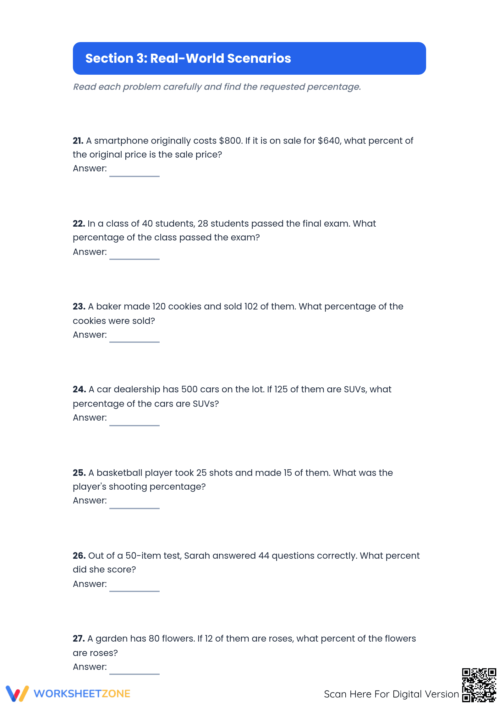 Calculate Percent Rate Worksheet | Essential Grade 6 Math - Page 3