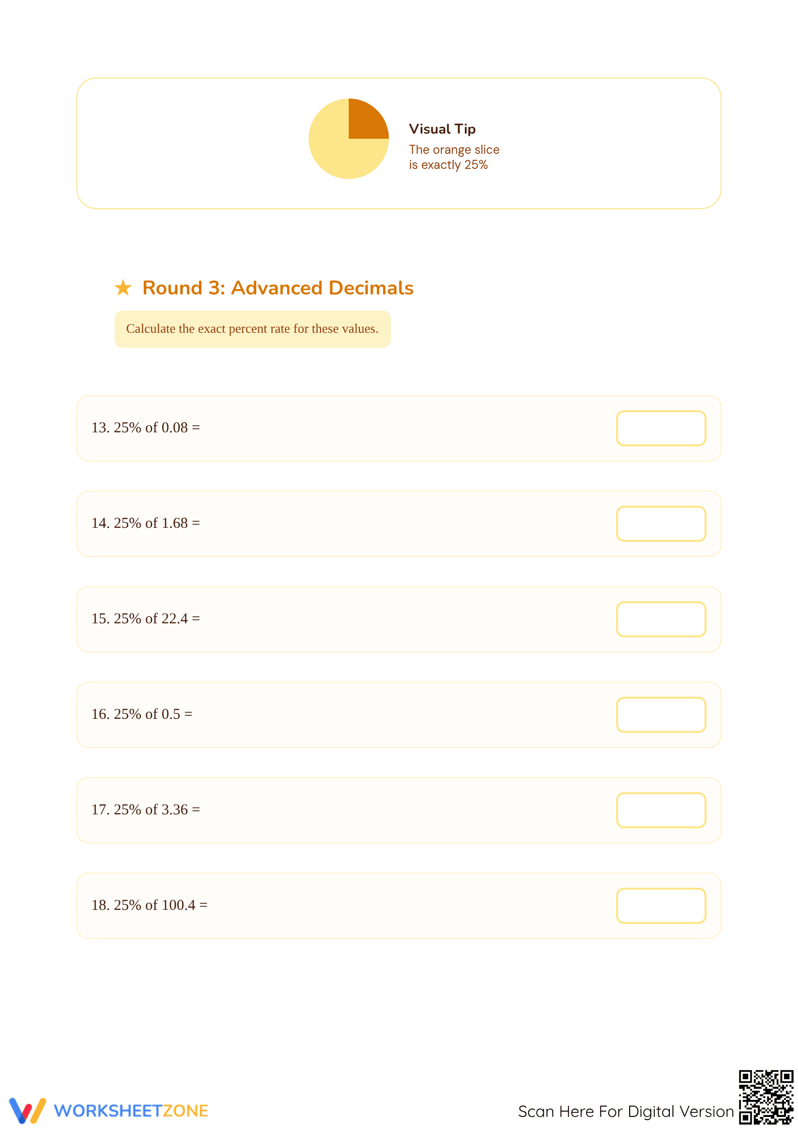 25% Percent of Decimals Worksheet | Essential Grade 6 Math - Page 3