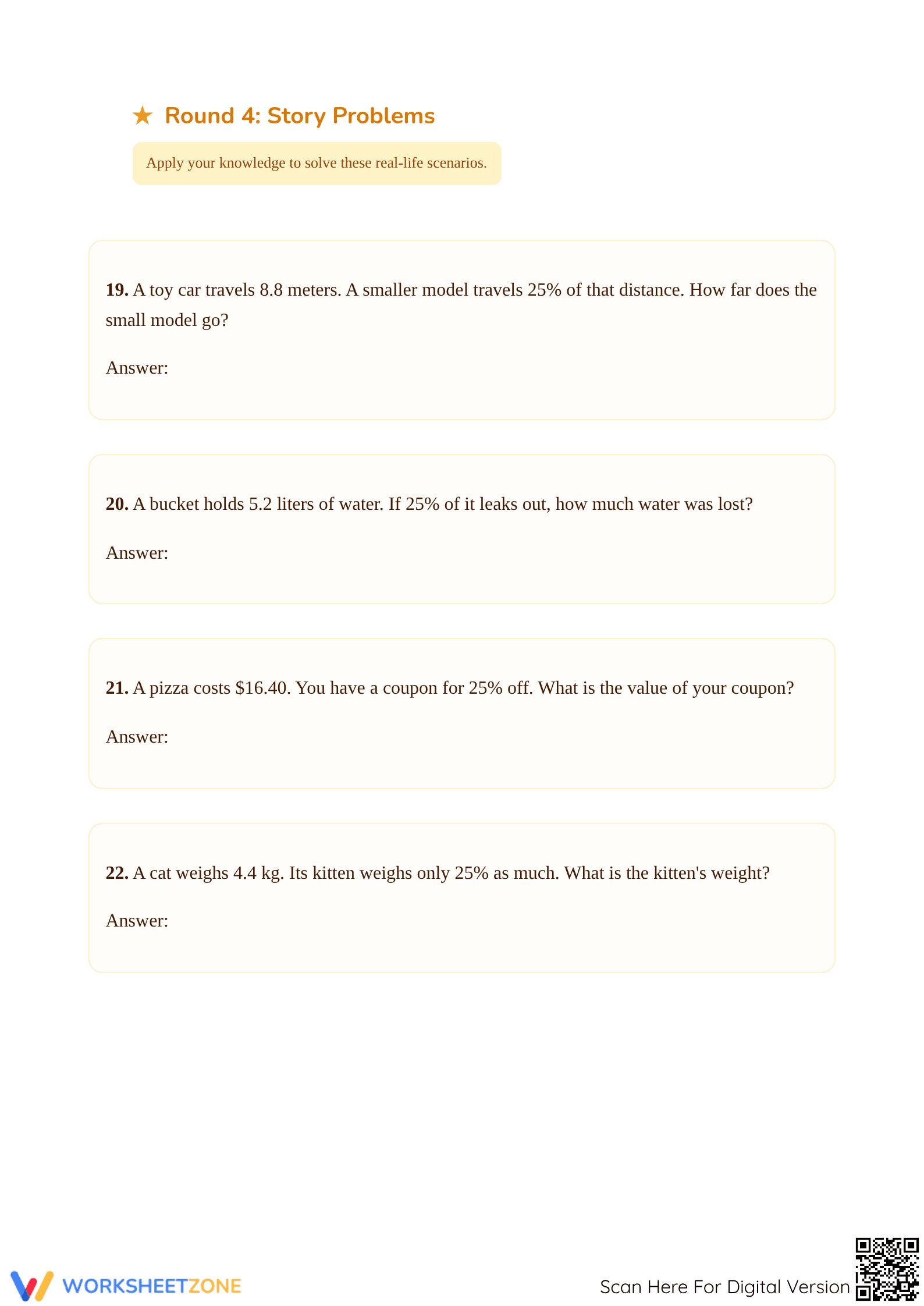 25% Percent of Decimals Worksheet | Essential Grade 6 Math - Page 4