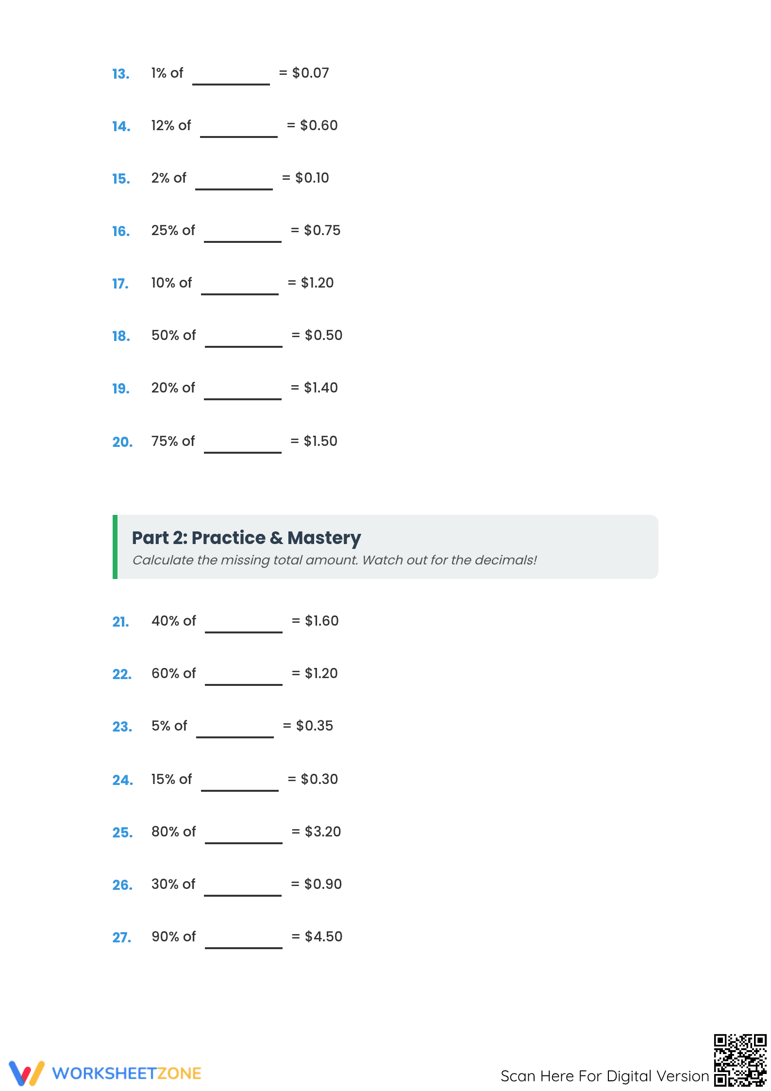 Essential Reverse Percentage Worksheet | Grade 6-7 Math - Page 2