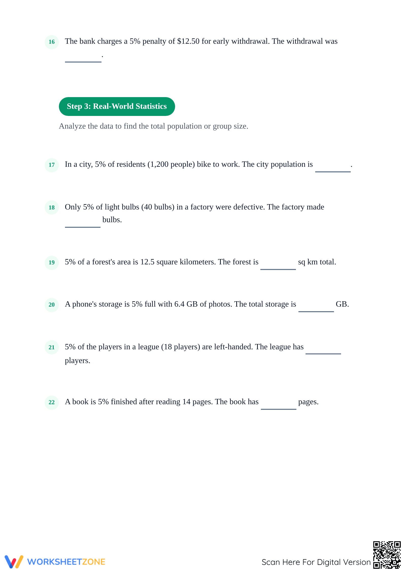 Printable Reverse Percentage Mastery: The 5% Rule Worksheet - Page 3