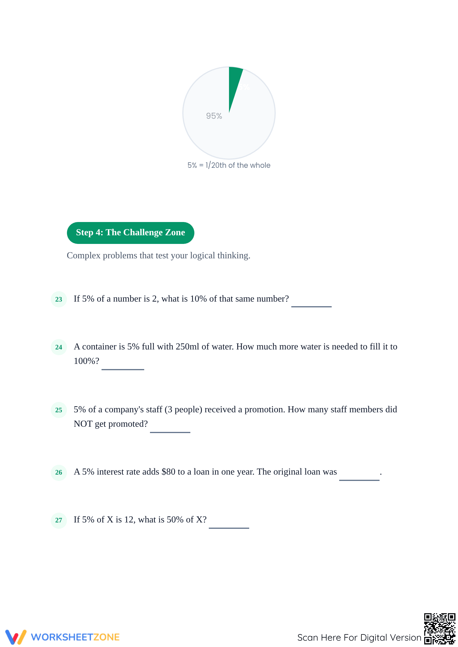 Printable Reverse Percentage Mastery: The 5% Rule Worksheet - Page 4