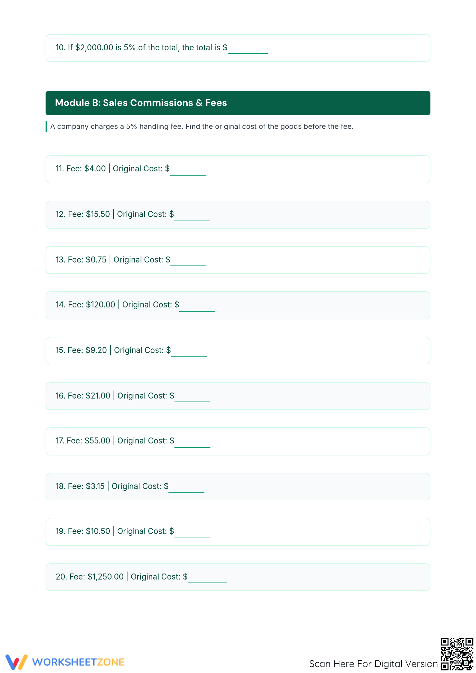 Essential Grade 6 Percentages: Calculate Original Amount - Page 2