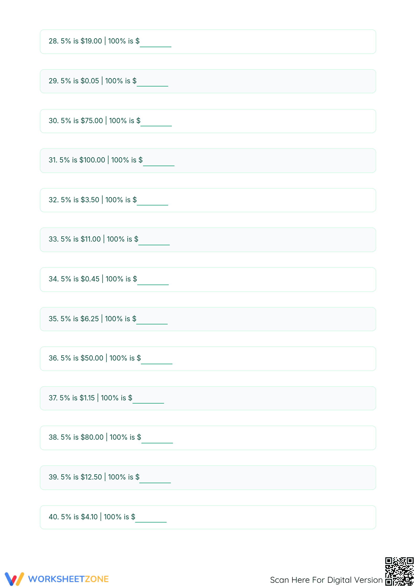Essential Grade 6 Percentages: Calculate Original Amount - Page 4