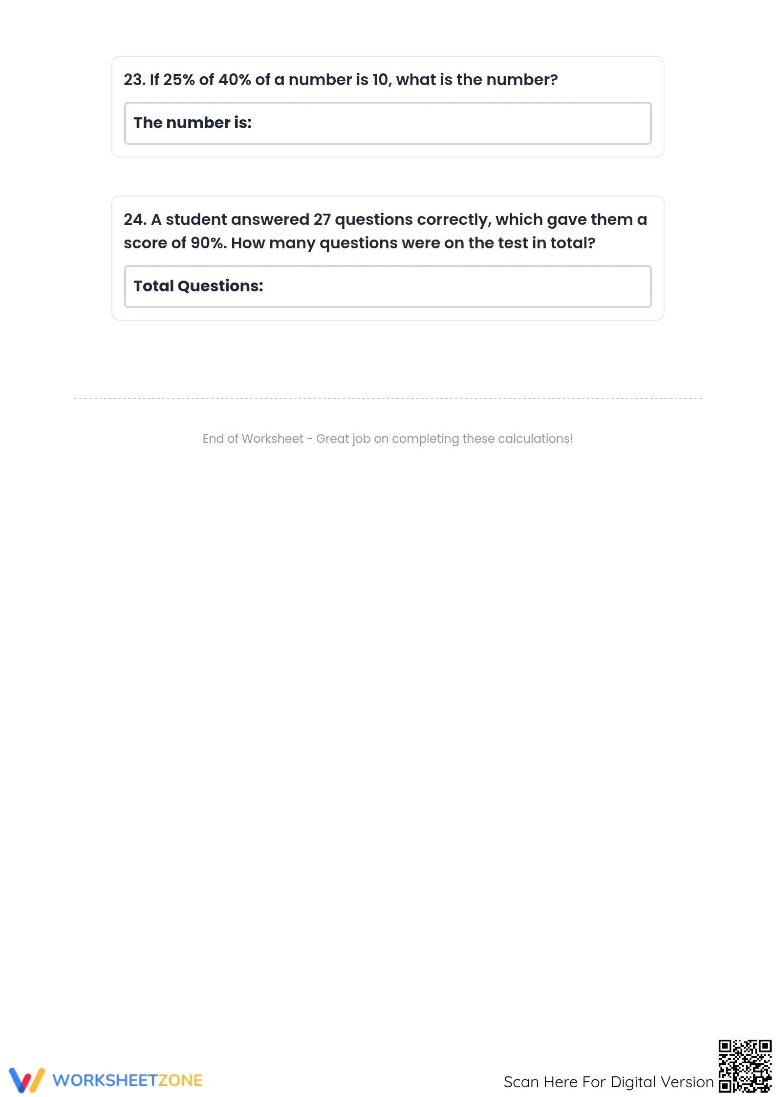 Essential 6.RP.A.3.c Worksheet: Calculate Original Amount - Page 5