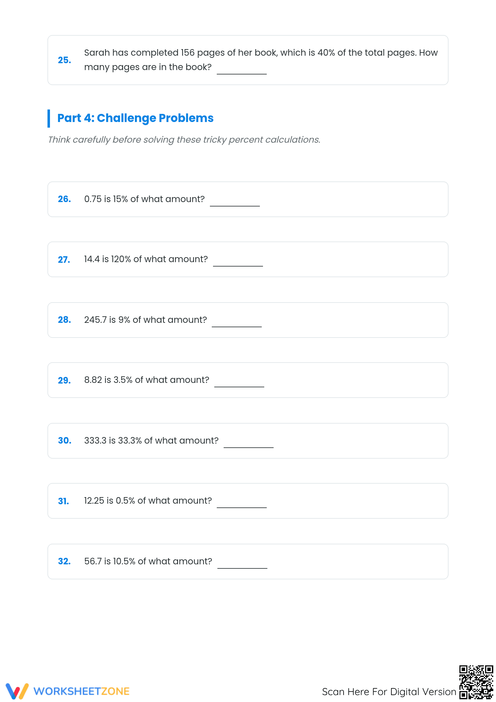 Finding Original Amount Percent Worksheet | Essential Math - Page 4
