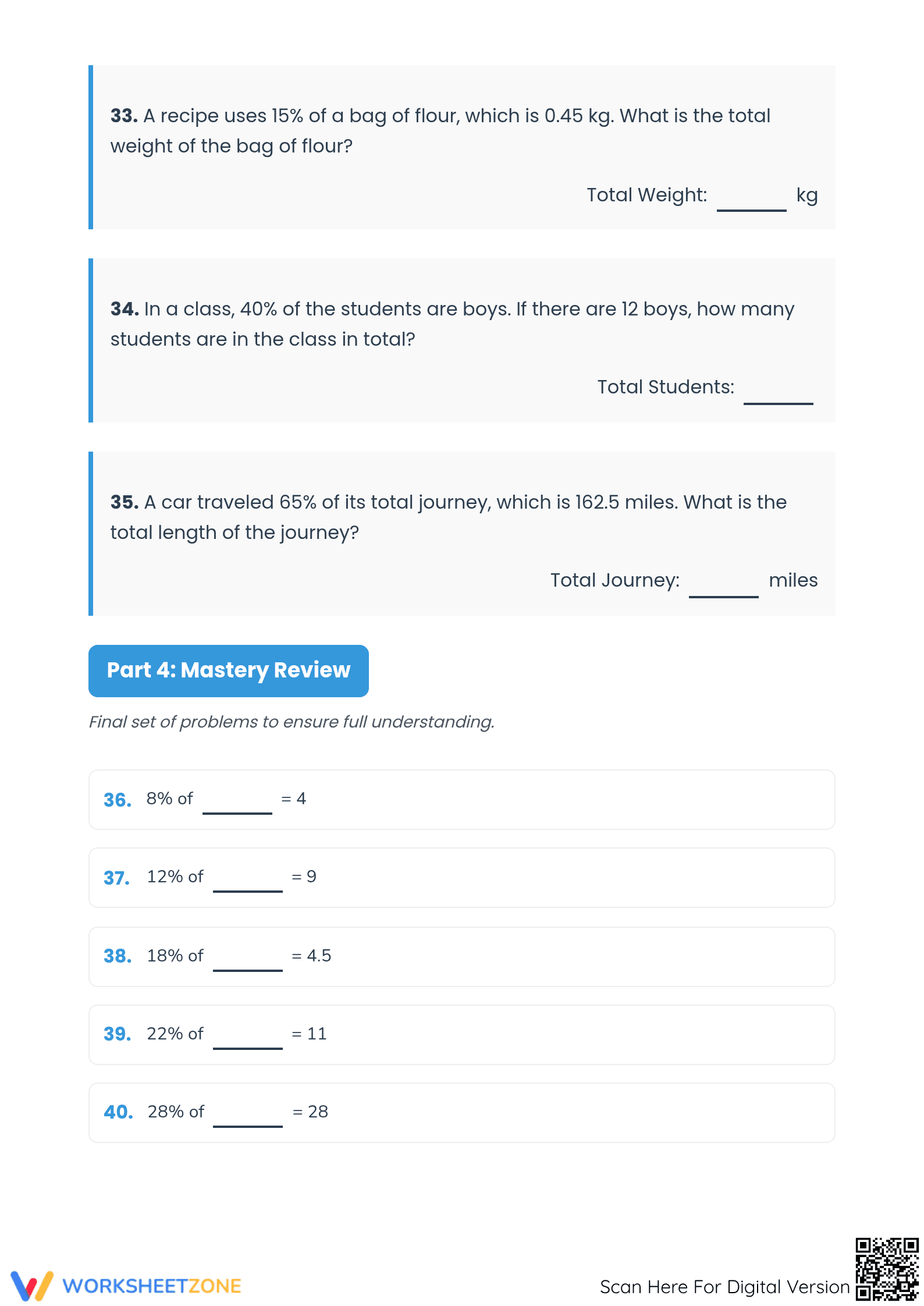Essential Finding the Original Amount Worksheet | Grade 6-8 - Page 4