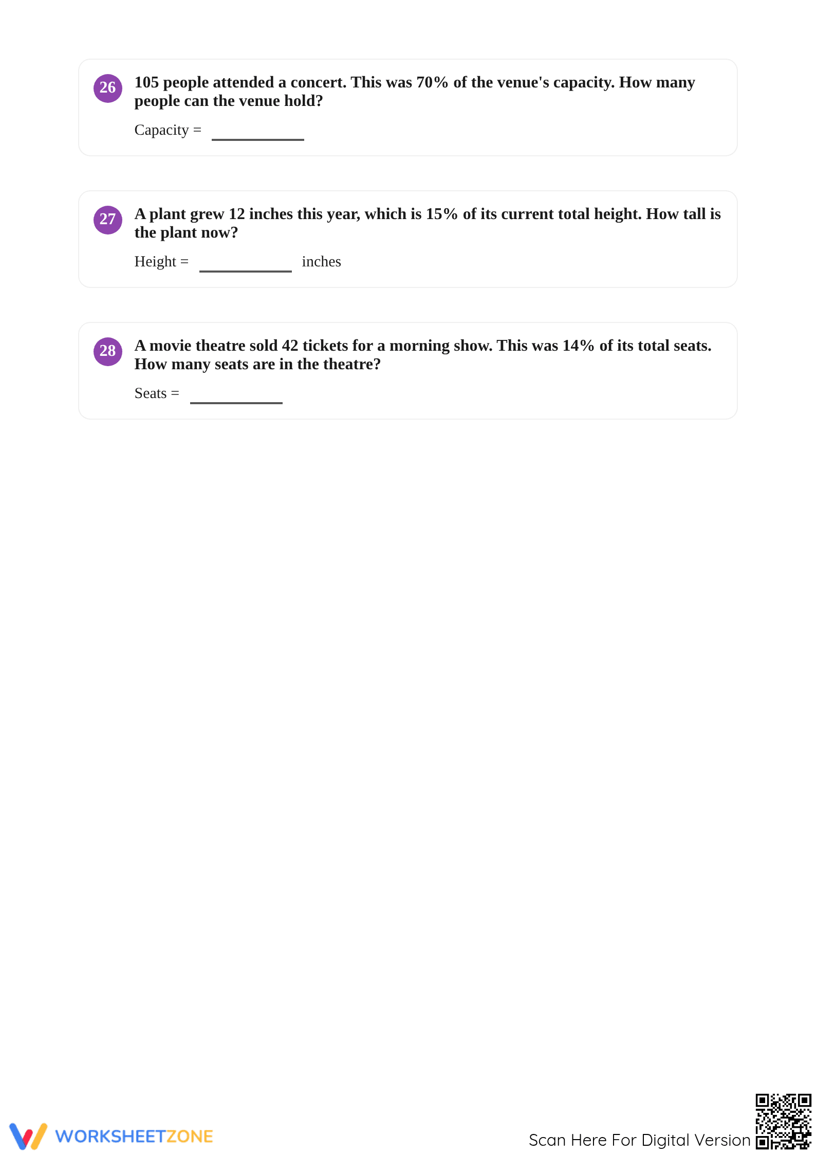 Finding Original Amount Worksheet | Essential Grade 6 Math - Page 5