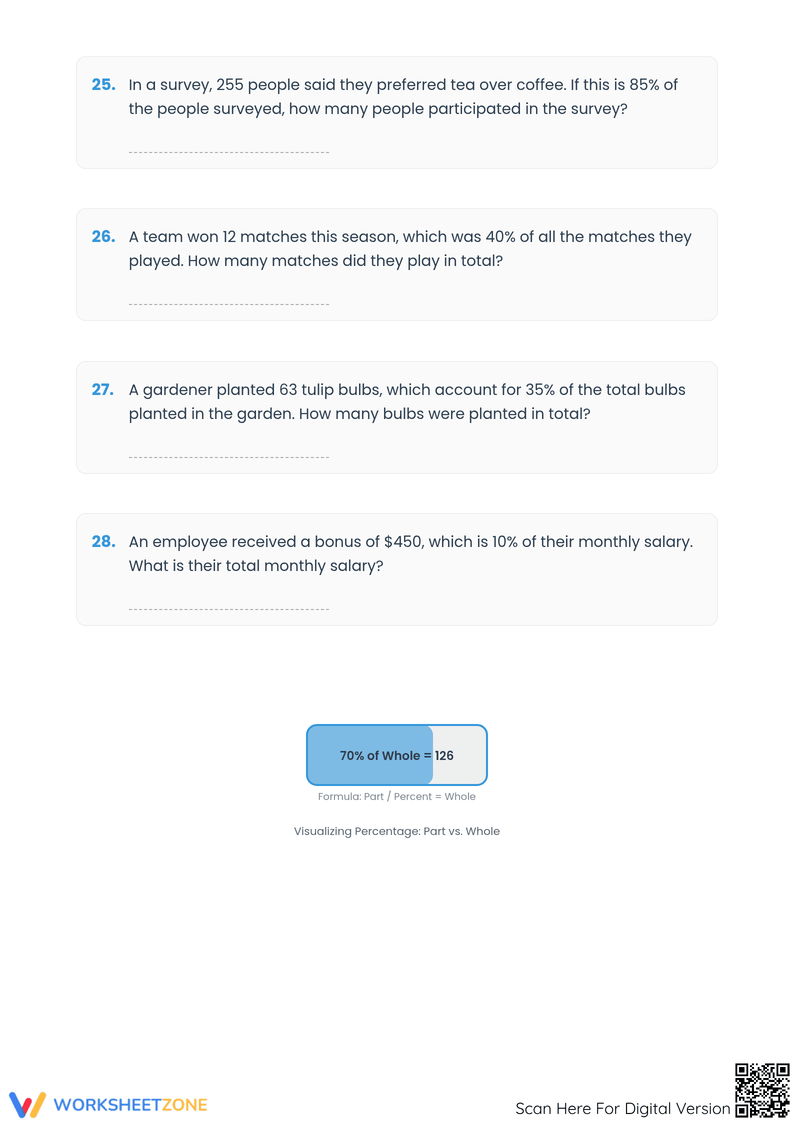Essential Grade 6 Percent Worksheet: Find Original Amount - Page 4