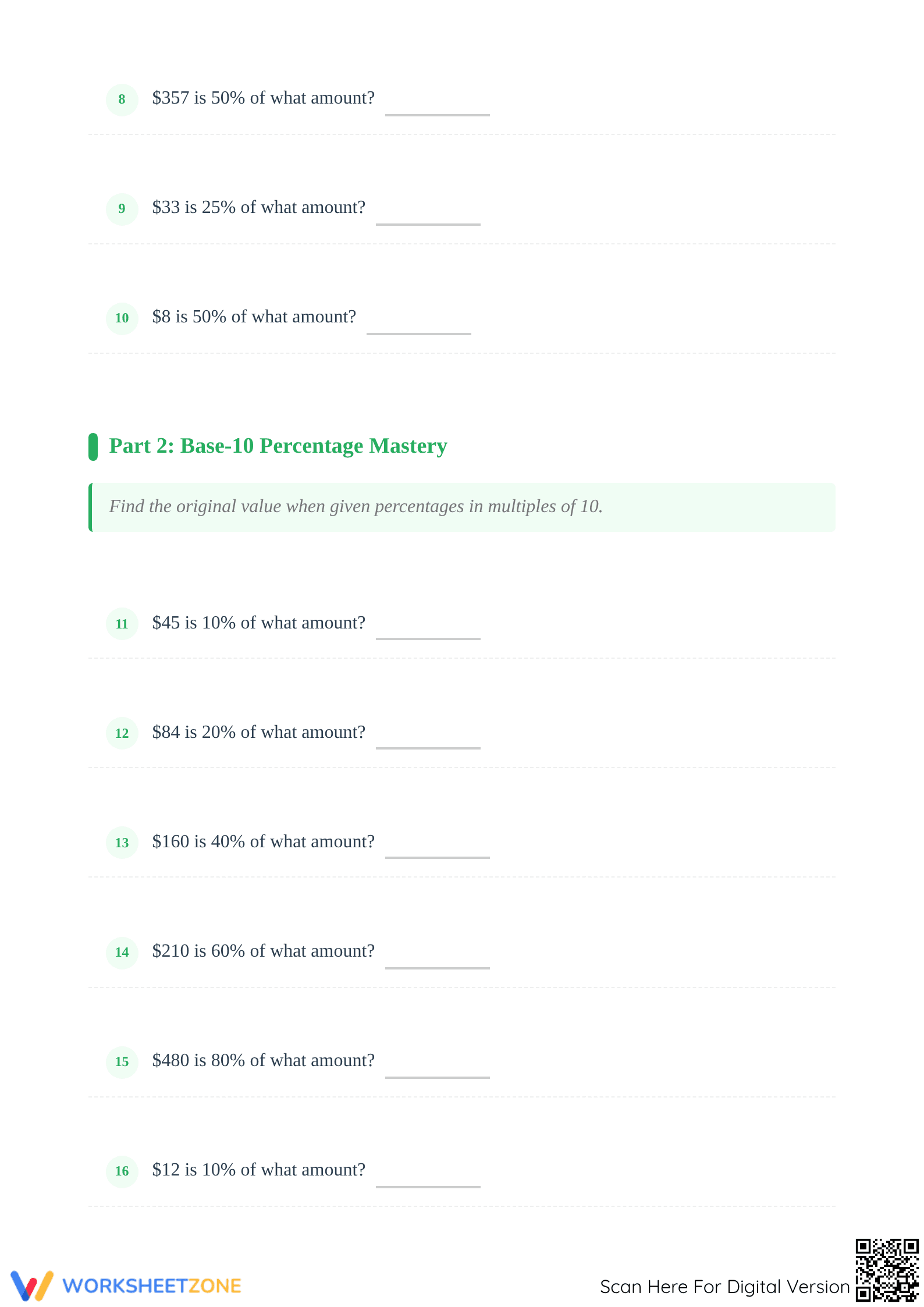 Essential Percent Calculations Worksheet | Grade 6 Math - Page 2