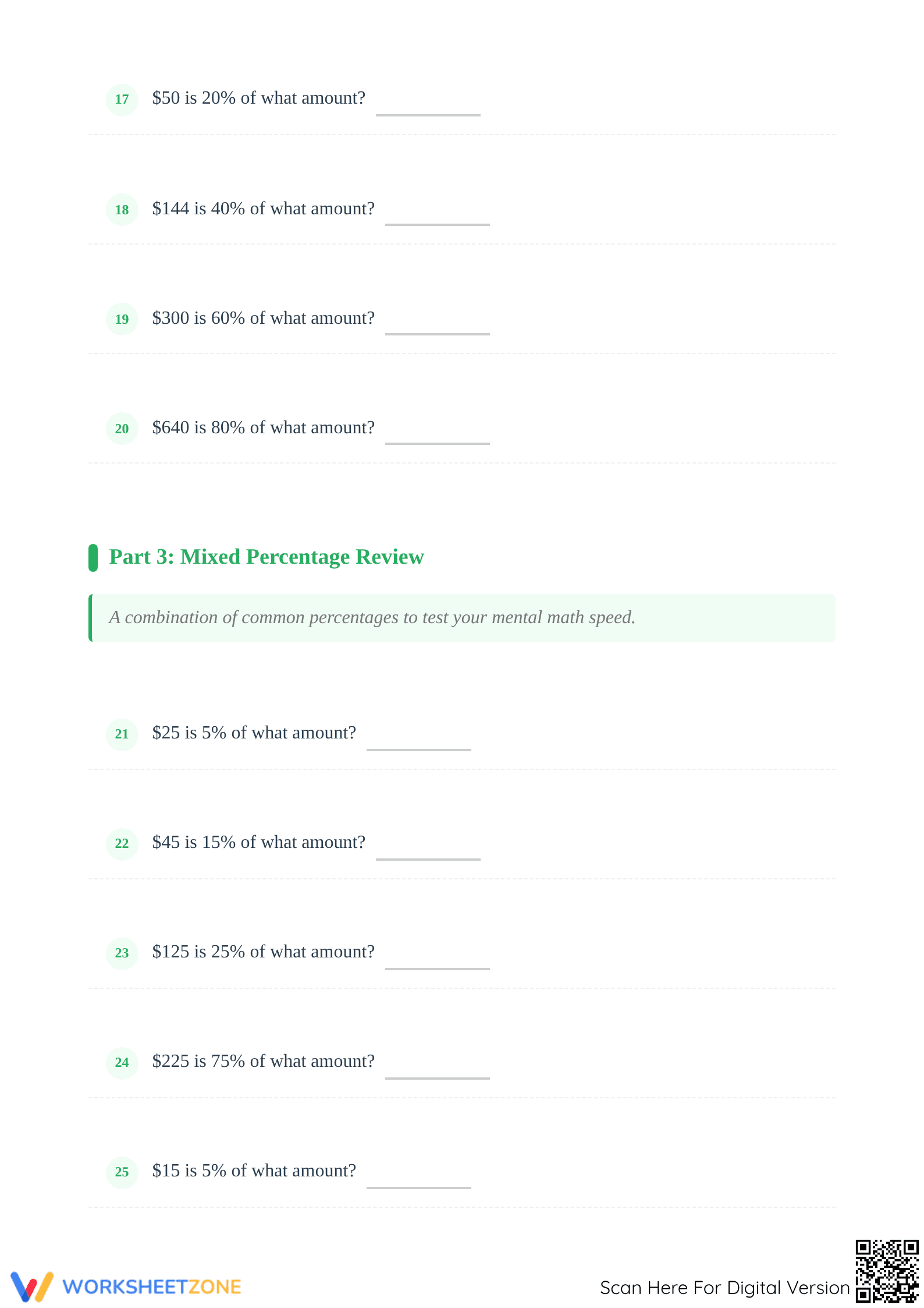 Essential Percent Calculations Worksheet | Grade 6 Math - Page 3