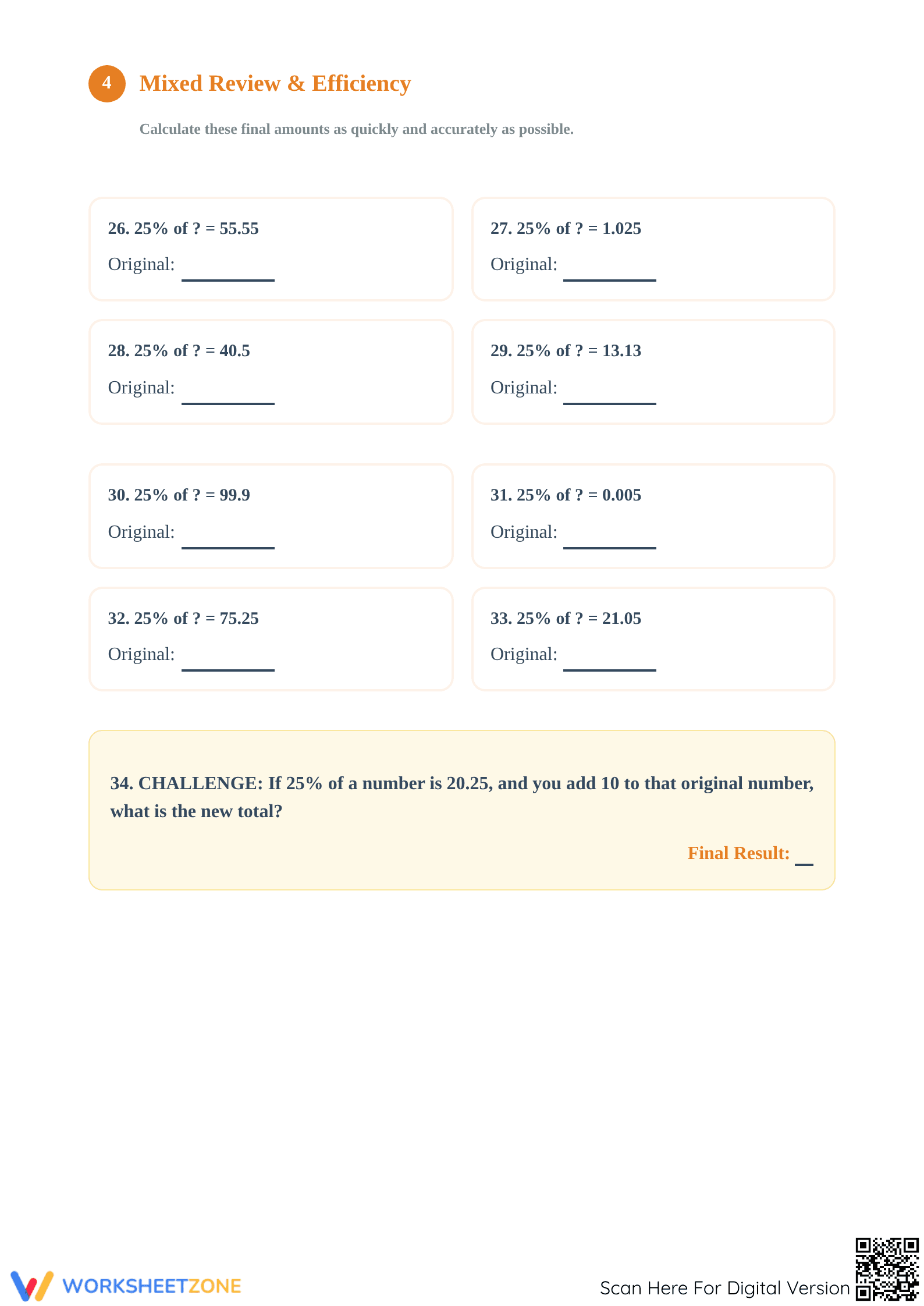 Printable 25% Percentages Worksheet | Grade 6 Math - Page 4