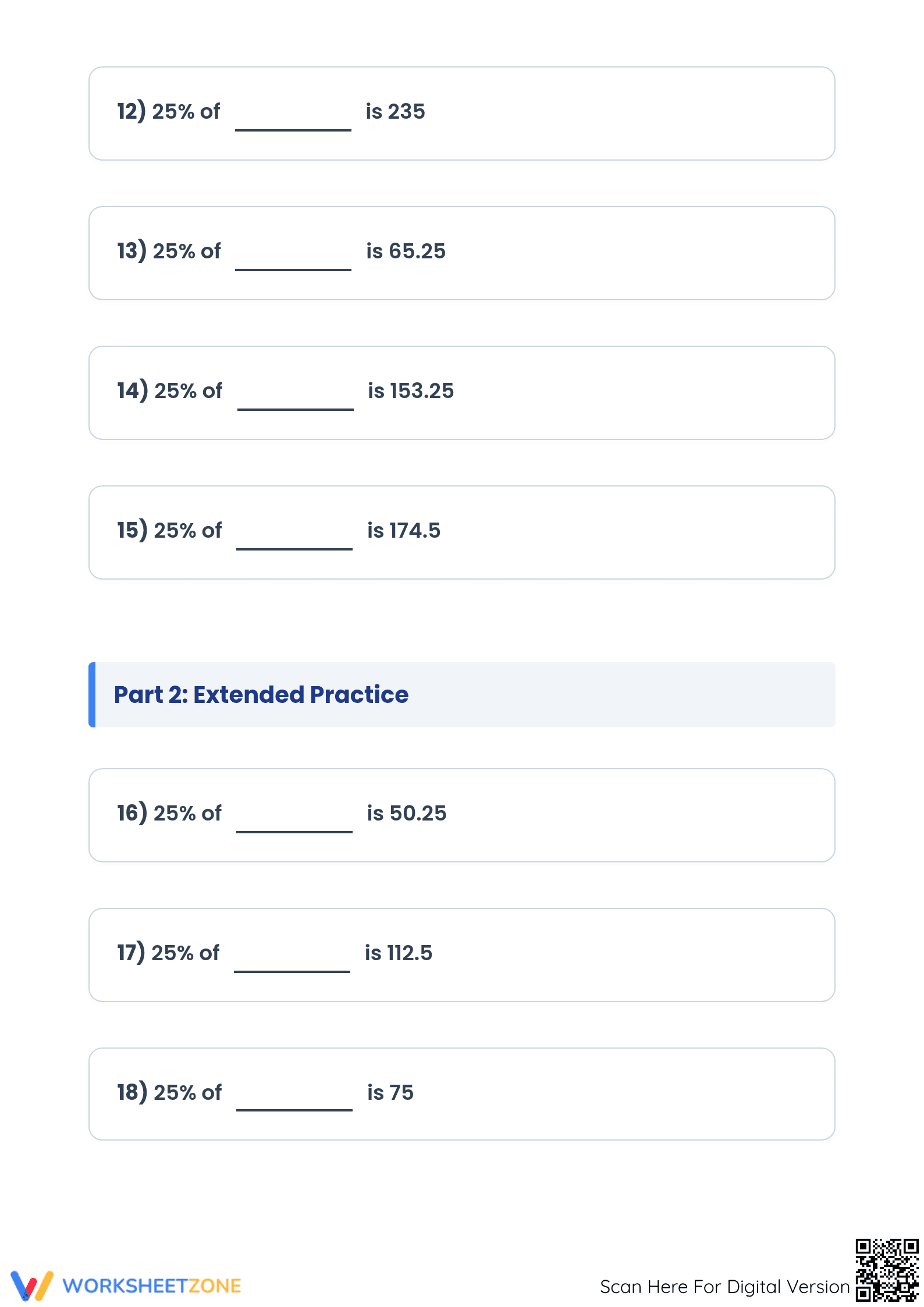 Essential 25% Percentage Worksheet | Grade 4-8 Math - Page 3