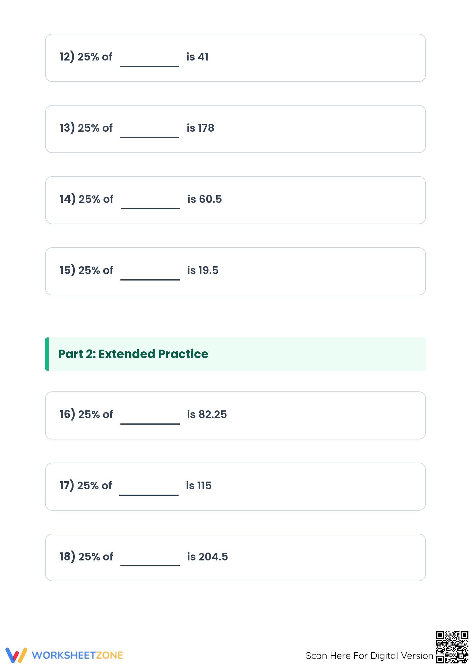 Essential 25% Percent Calculation Worksheet | Grade 6 Math - Page 3