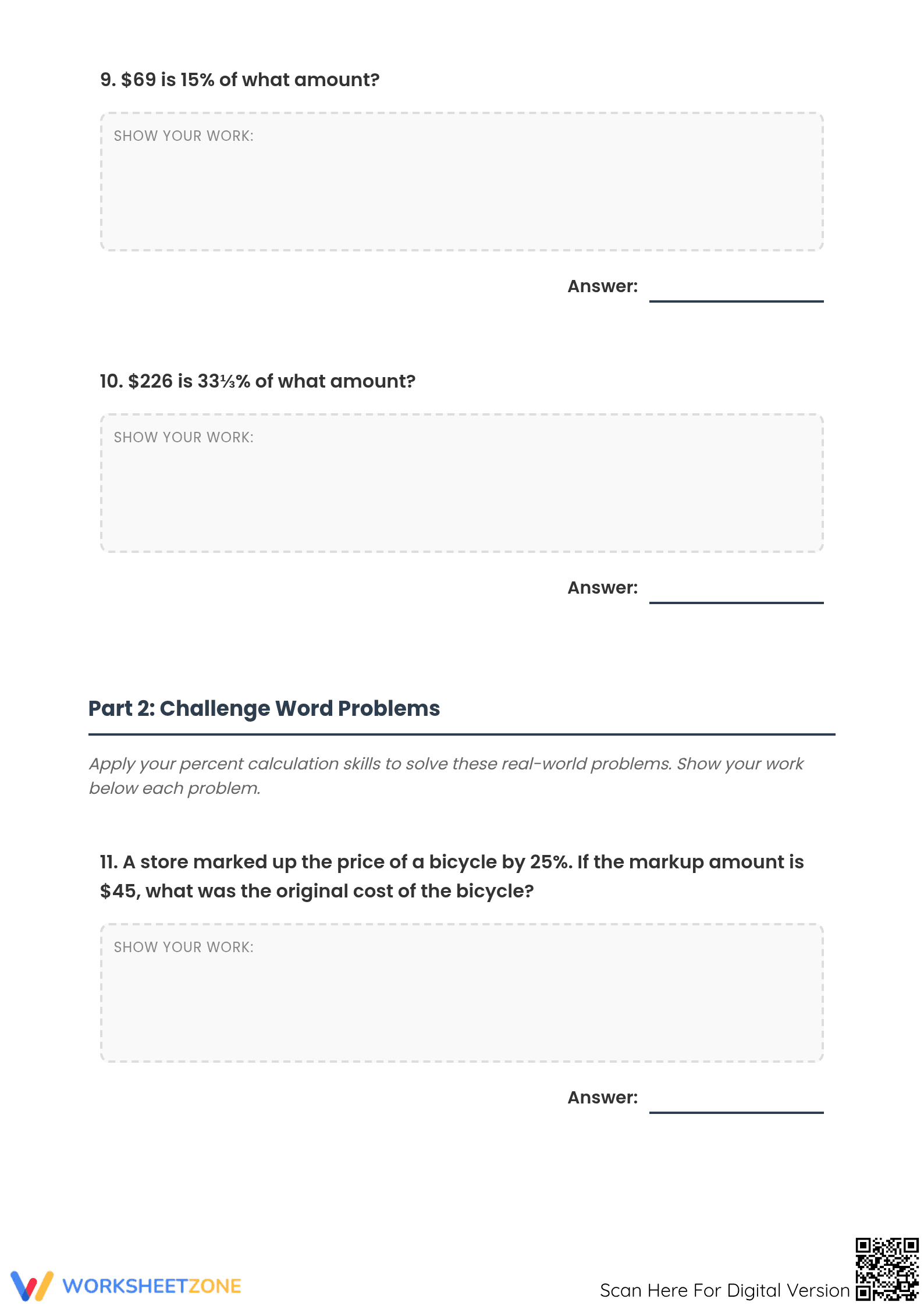 Printable Reverse Percentage Worksheet | Grades 6-8 Math - Page 4