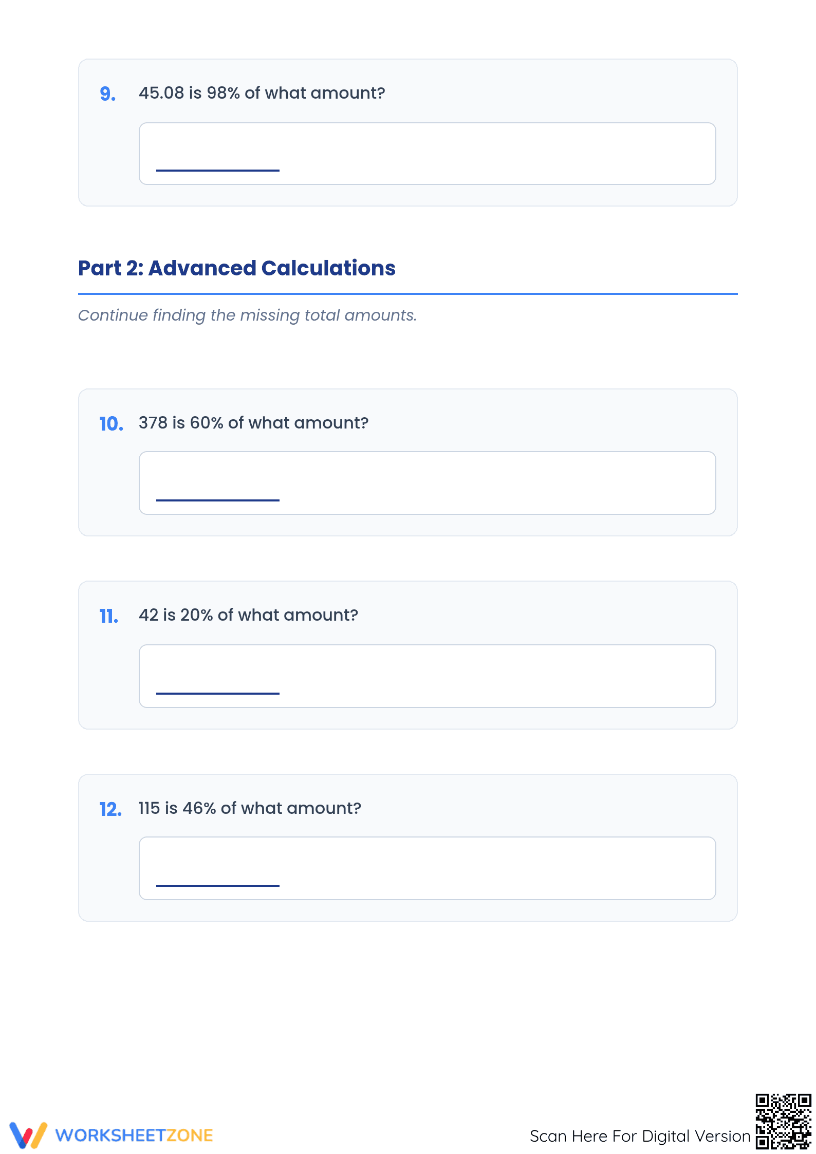 Essential Original Amount Percentage Worksheet | Grades 6-8 - Page 3