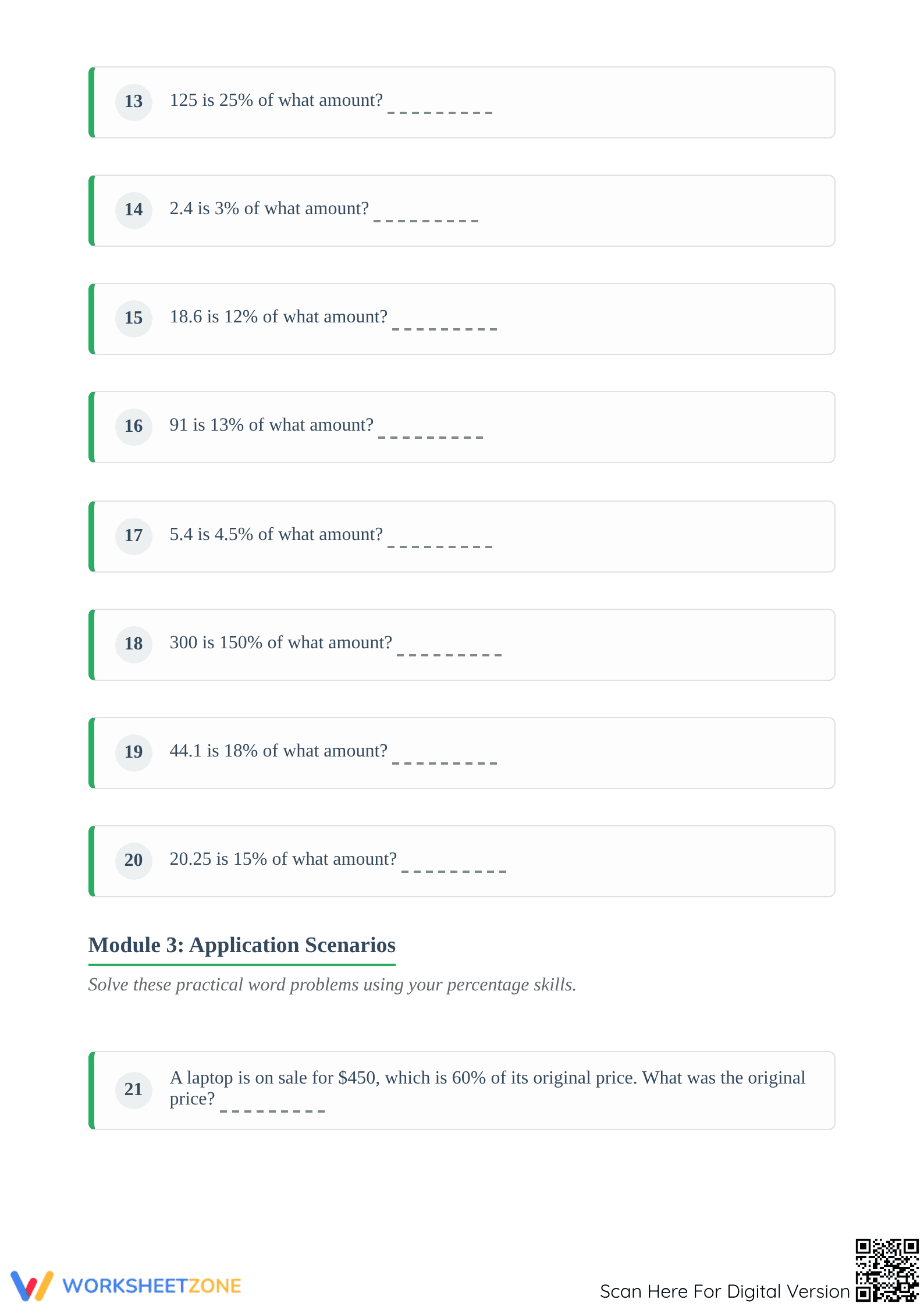 Calculate Original Amount Worksheet | Essential Grade 6 Math - Page 3